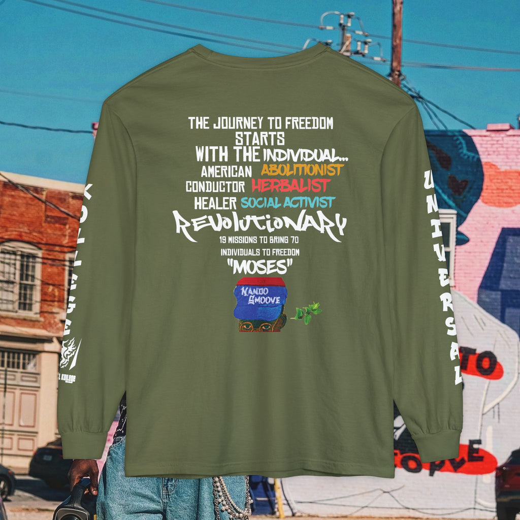Harriet Tubman Unisex Garment-dyed Long Sleeve “MinTee” Shirt