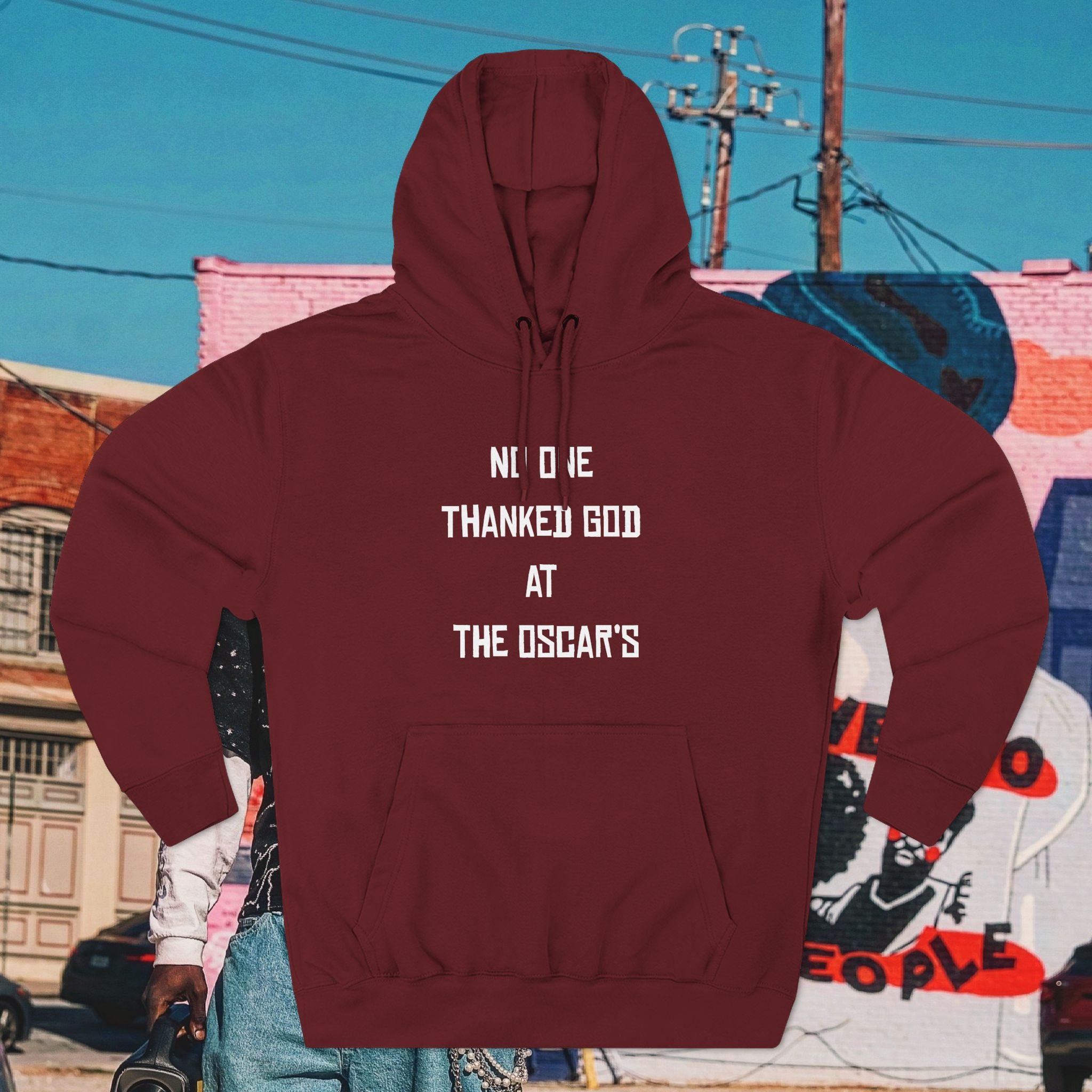 “NO ONE THANKED GOD AT THE OSCAR’S” Three-Panel Fleece Hoodie
