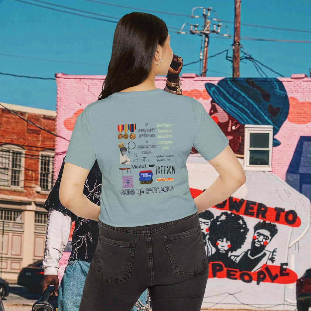 Shirley Chisholm Women's Festival Crop Top (Black Text)