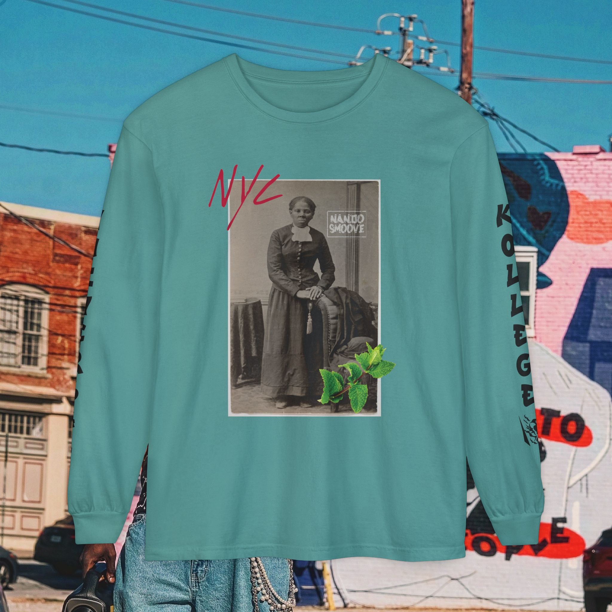 Harriet Tubman Unisex Garment-dyed Long Sleeve “MinTee” Shirt