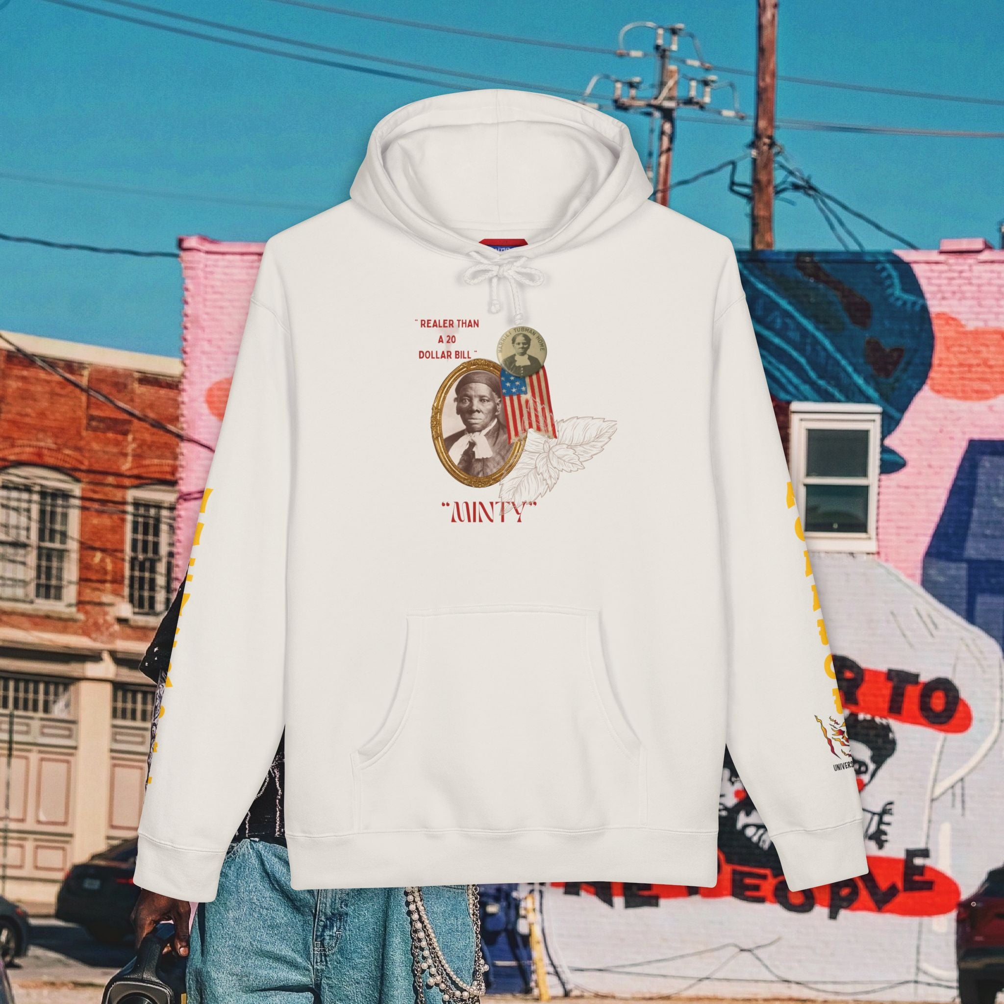 Harriet Tubman “Realer Than a $20 Dollar Bill” Unisex Heavyweight Hooded “MinTy” Sweatshirt
