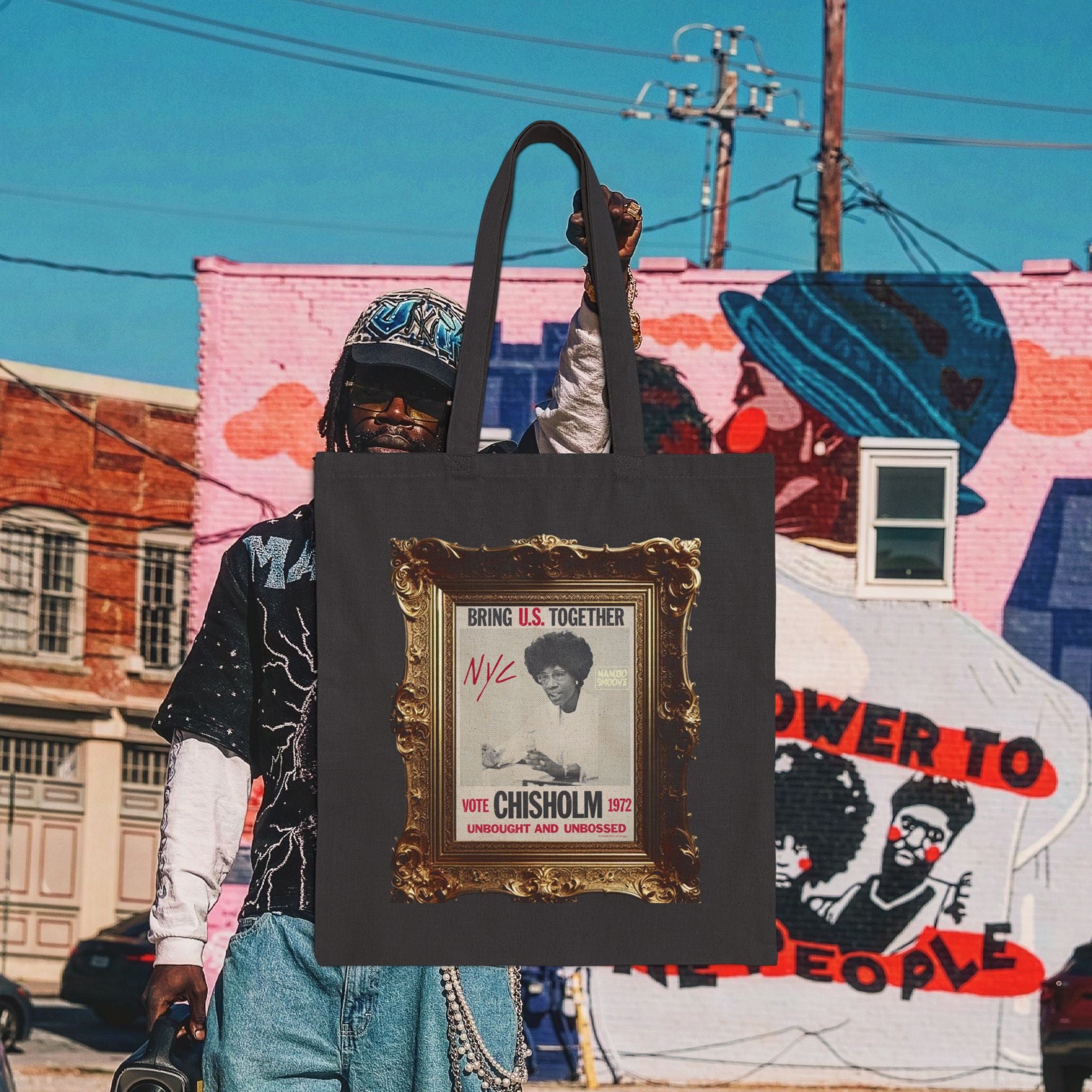 Shirley Chisholm Cotton Canvas Tote Bag (Black)