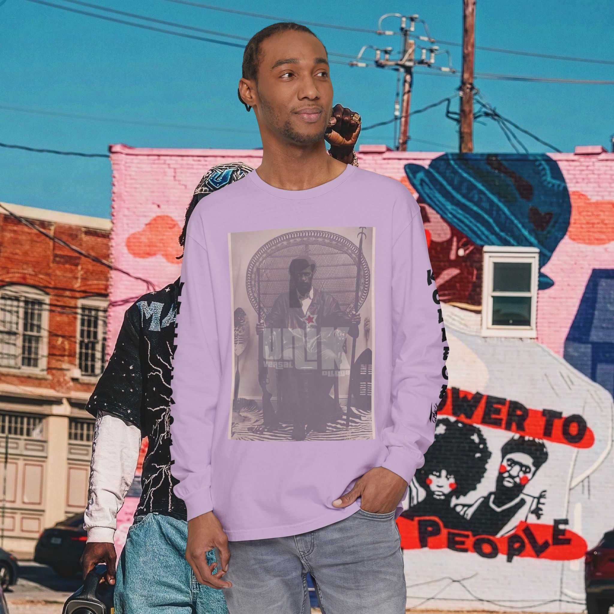 Huey P. Newton Universal Kollege Unisex Garment-dyed Long Sleeve T-Shirt