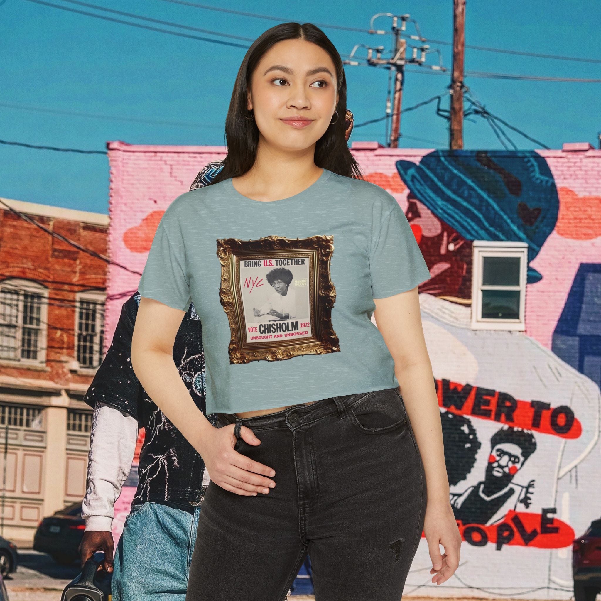 Shirley Chisholm Women's Festival Crop Top (White Text)