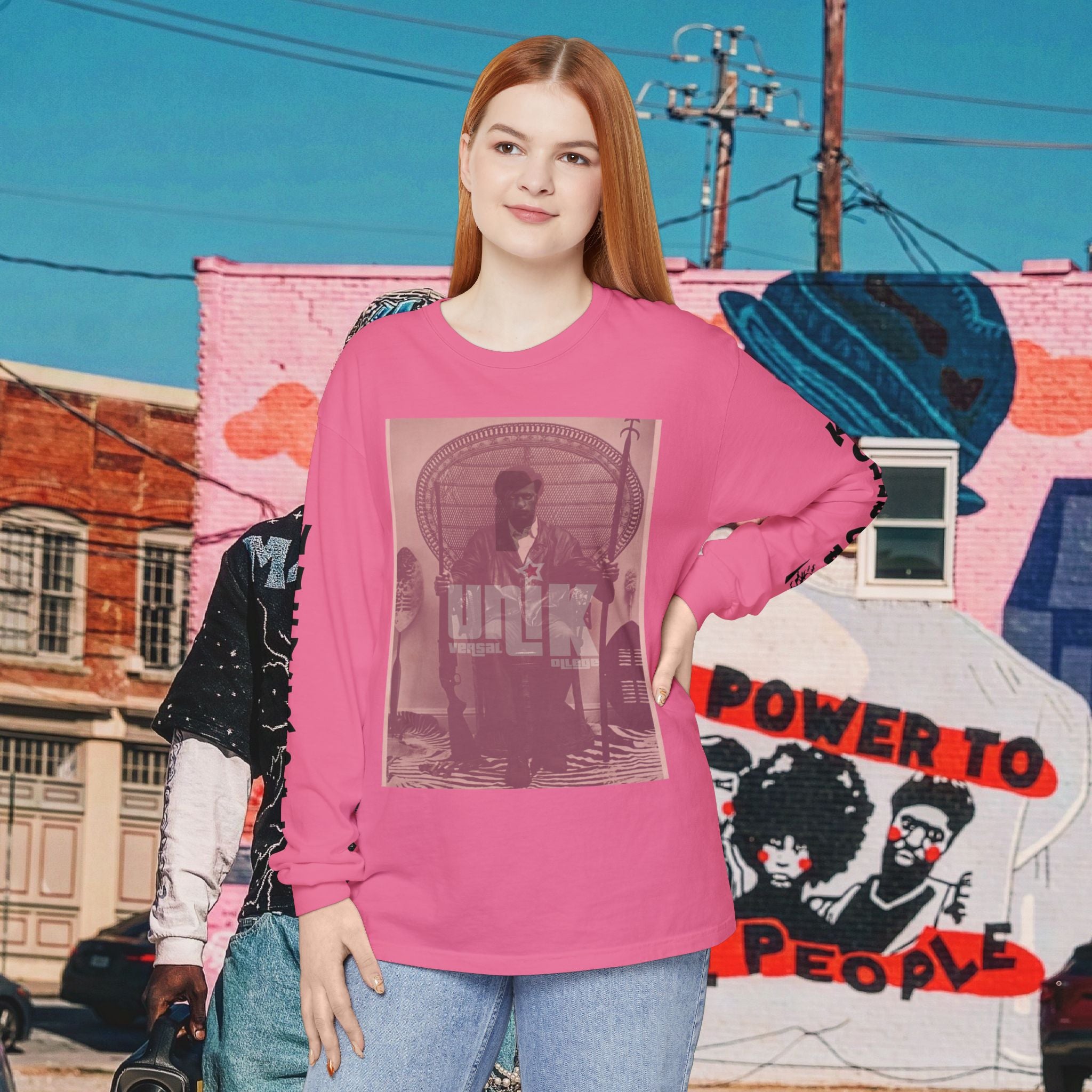 Huey P. Newton Universal Kollege Unisex Garment-dyed Long Sleeve T-Shirt