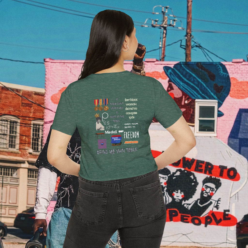 Shirley Chisholm Women's Festival Crop Top (White Text)