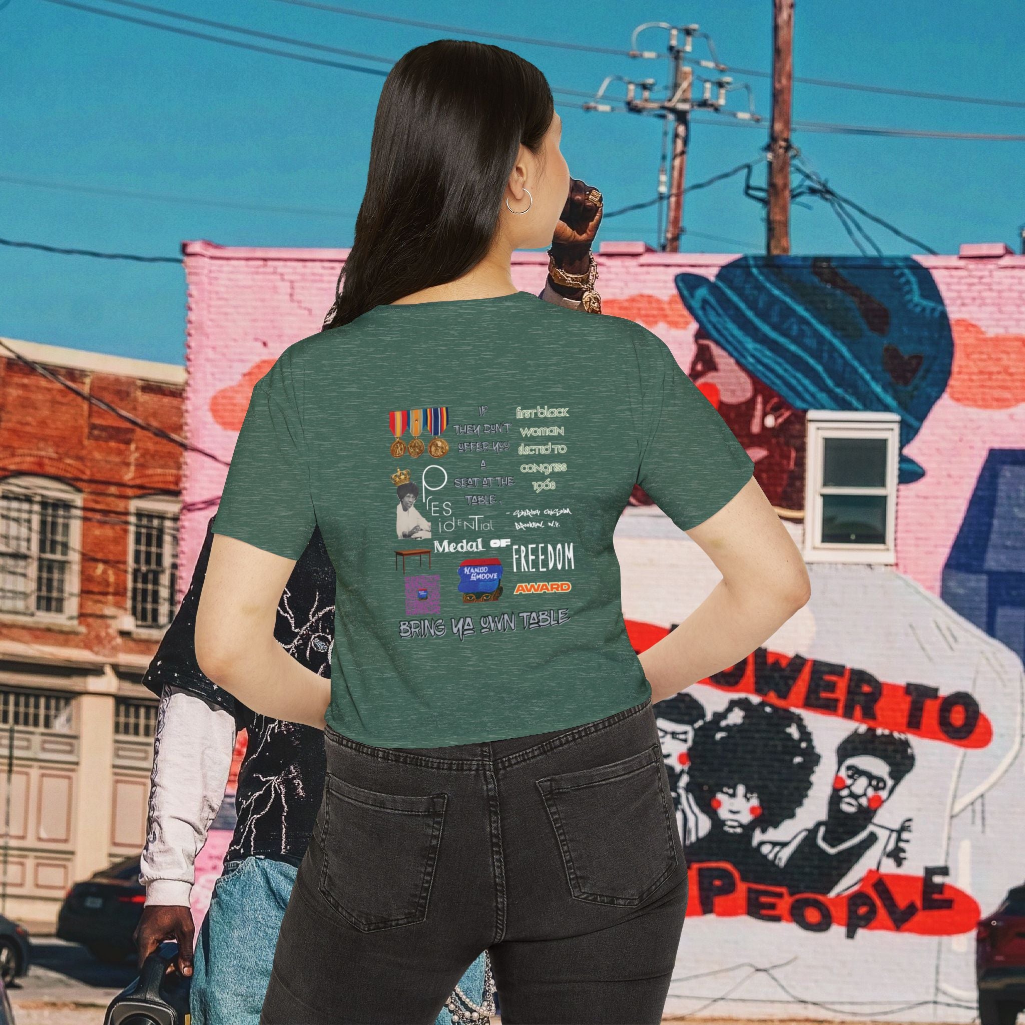 Shirley Chisholm Women's Festival Crop Top (White Text)