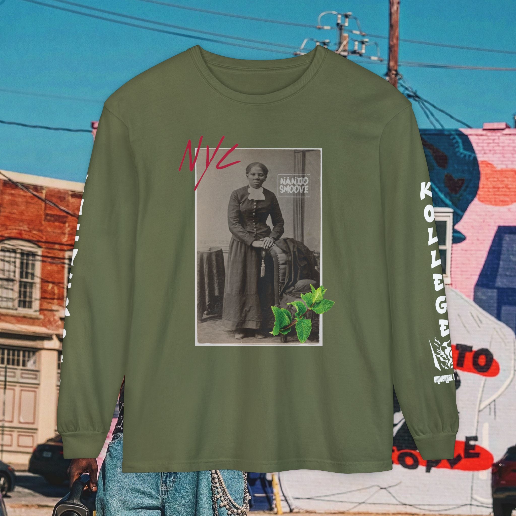 Harriet Tubman Unisex Garment-dyed Long Sleeve “MinTee” Shirt