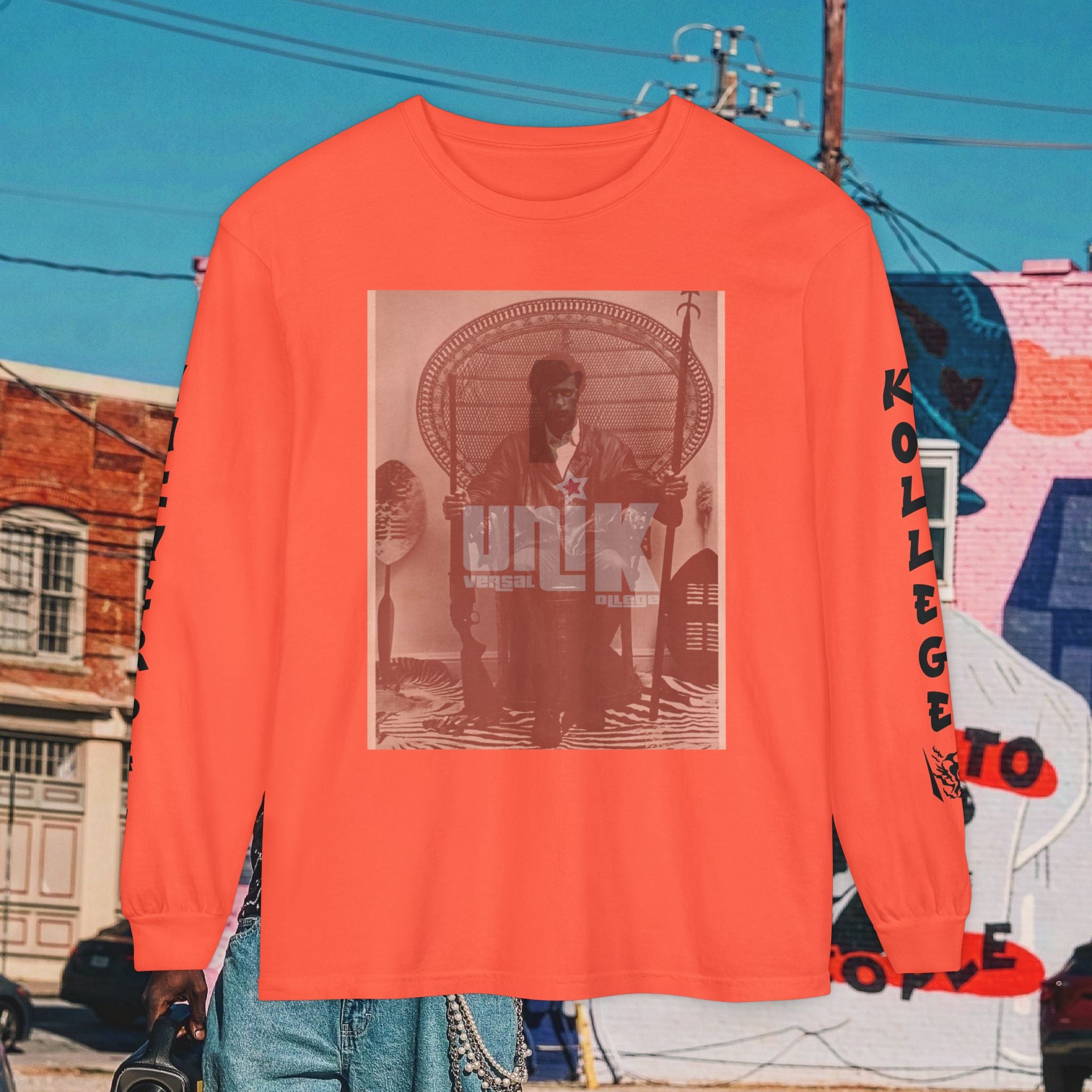 Huey P. Newton Universal Kollege Unisex Garment-dyed Long Sleeve T-Shirt
