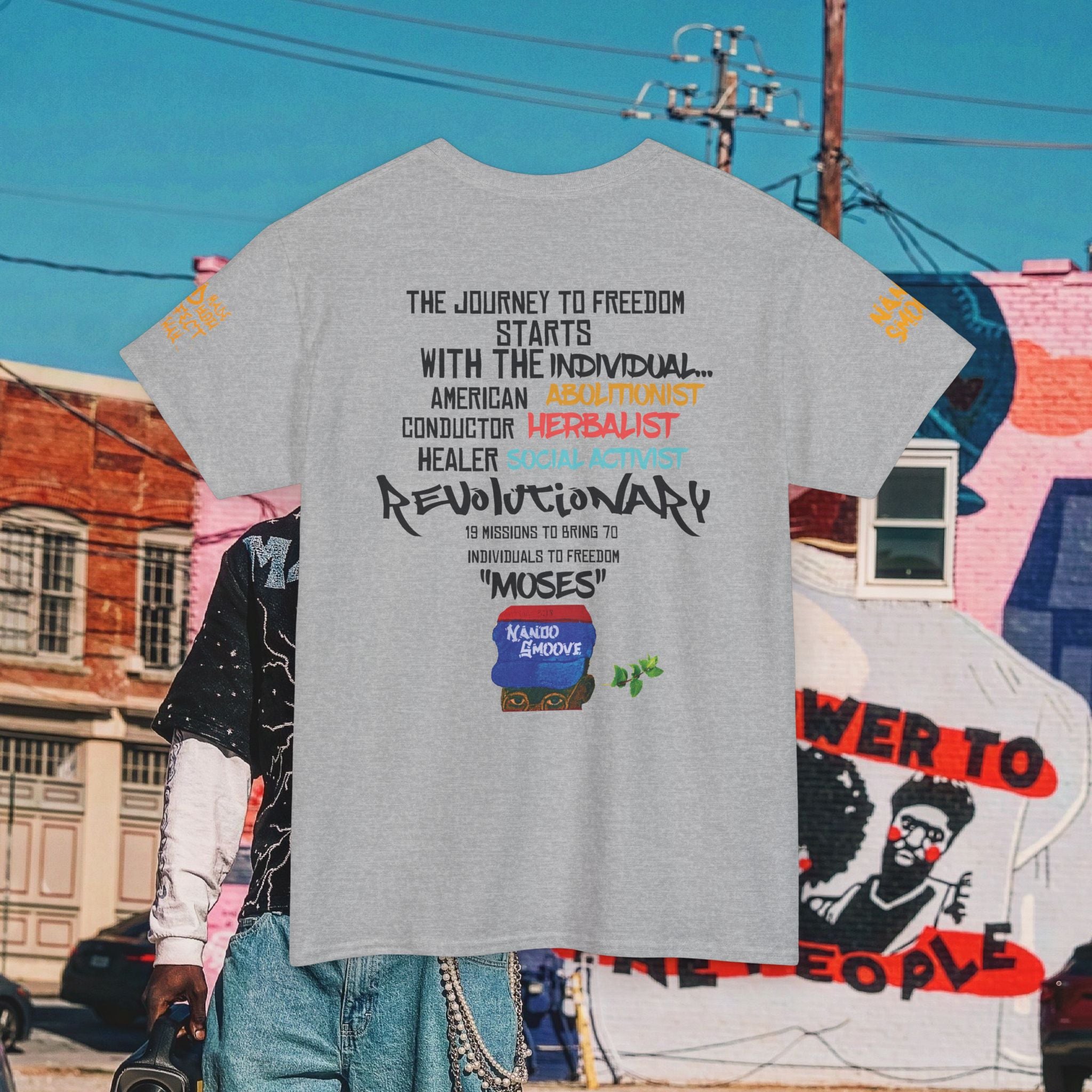 Harriet Tubman Heavy Cotton “MinTee Shirts” Bright Colors Black/Gold Text