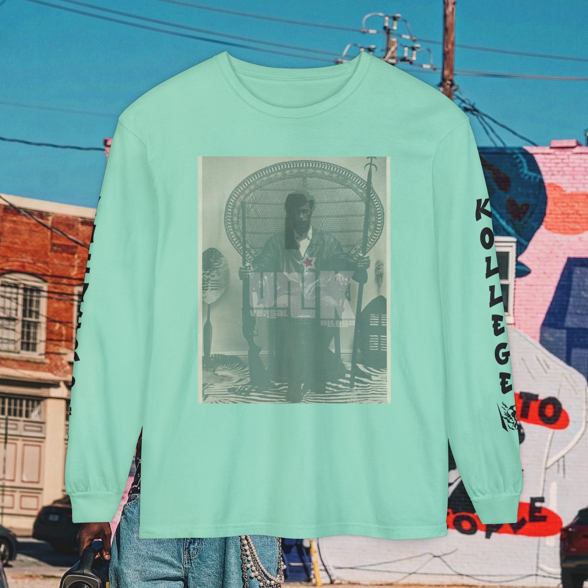Huey P. Newton Universal Kollege Unisex Garment-dyed Long Sleeve T-Shirt