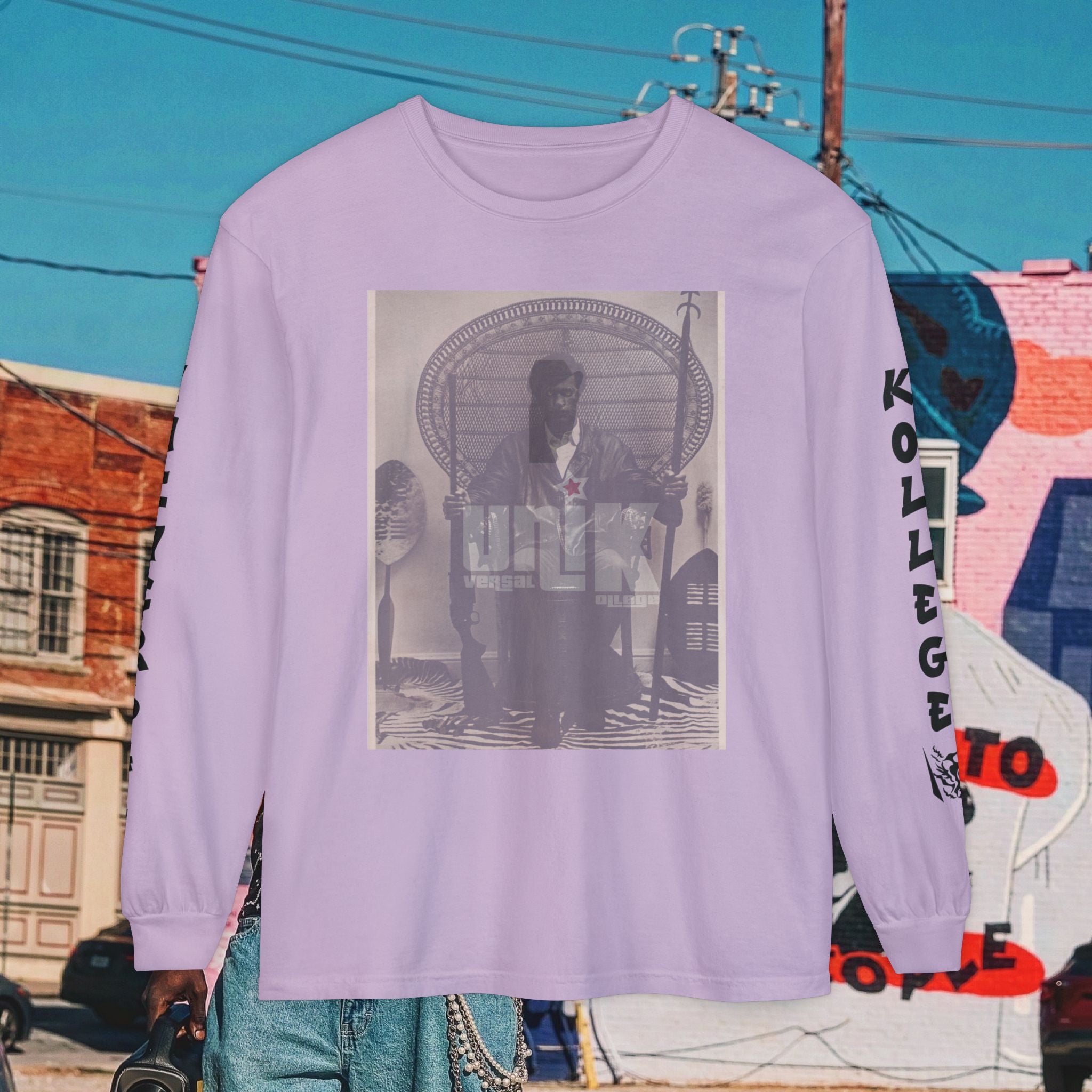 Huey P. Newton Universal Kollege Unisex Garment-dyed Long Sleeve T-Shirt