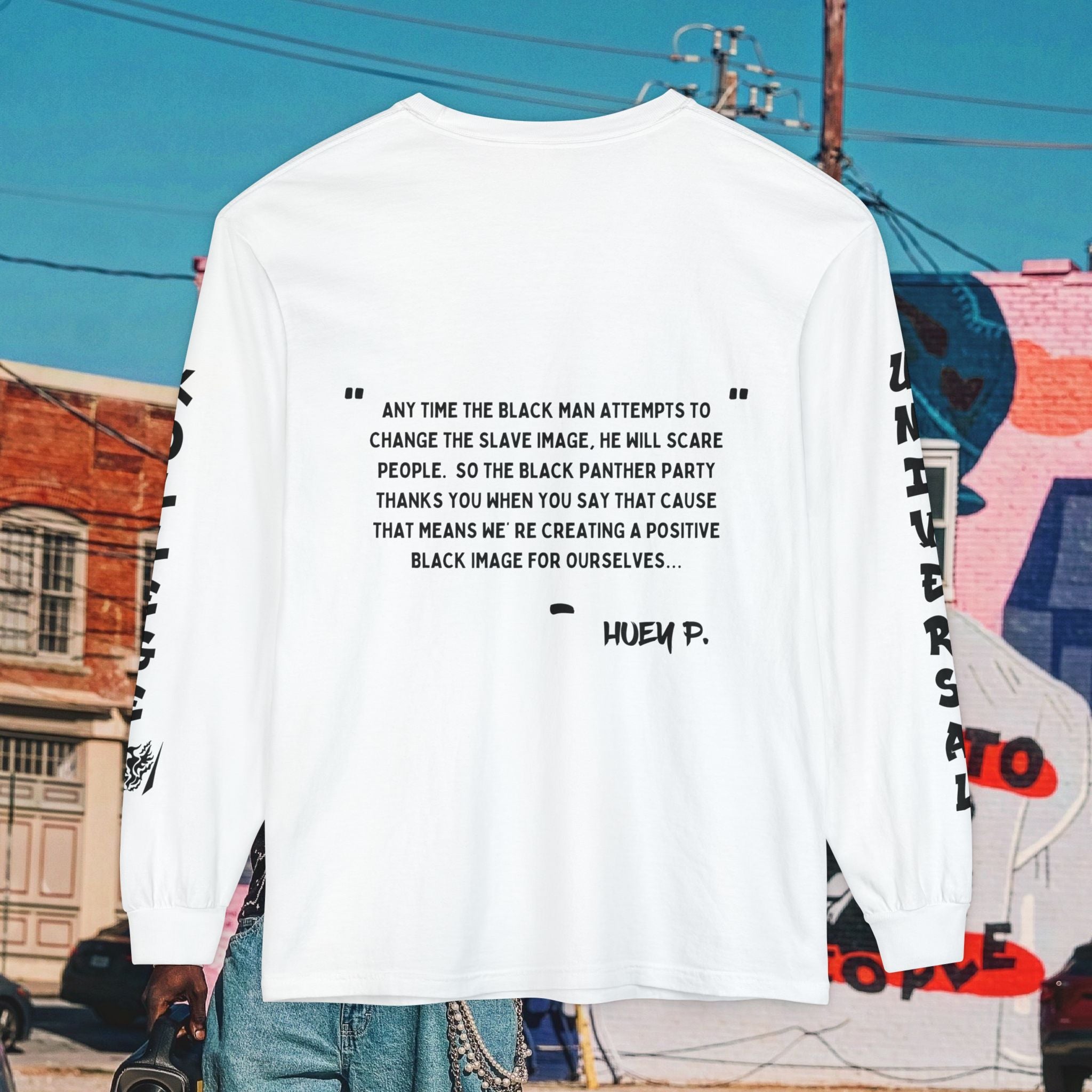 Huey P. Newton Universal Kollege Unisex Garment-dyed Long Sleeve T-Shirt