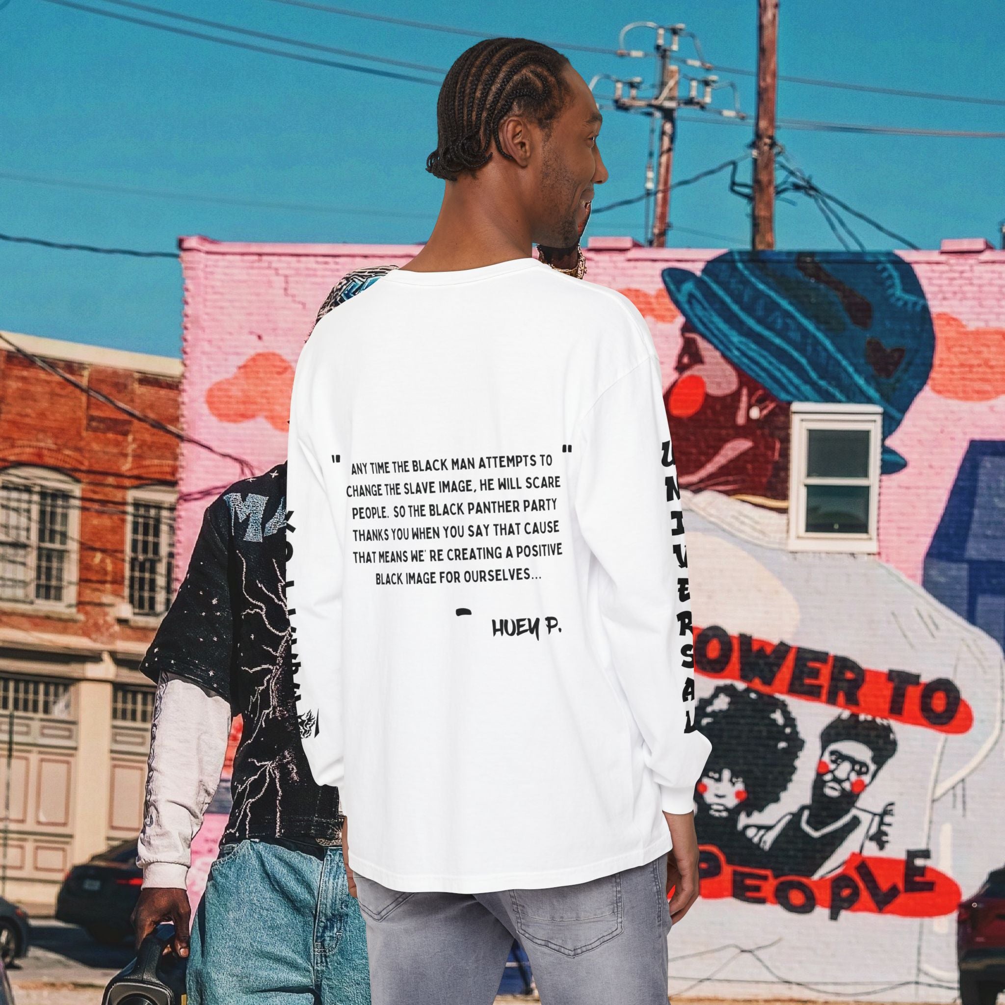 Huey P. Newton Universal Kollege Unisex Garment-dyed Long Sleeve T-Shirt