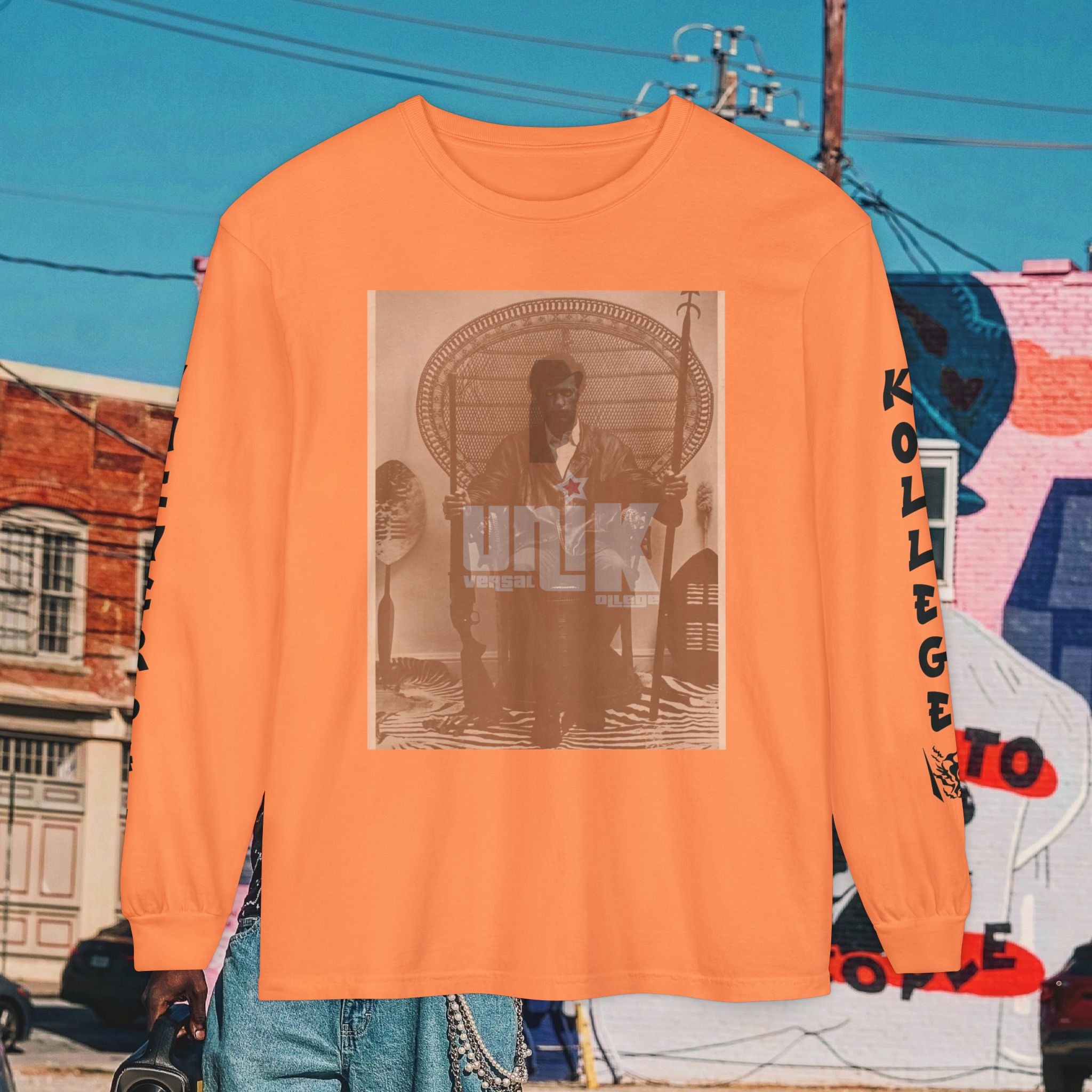 Huey P. Newton Universal Kollege Unisex Garment-dyed Long Sleeve T-Shirt