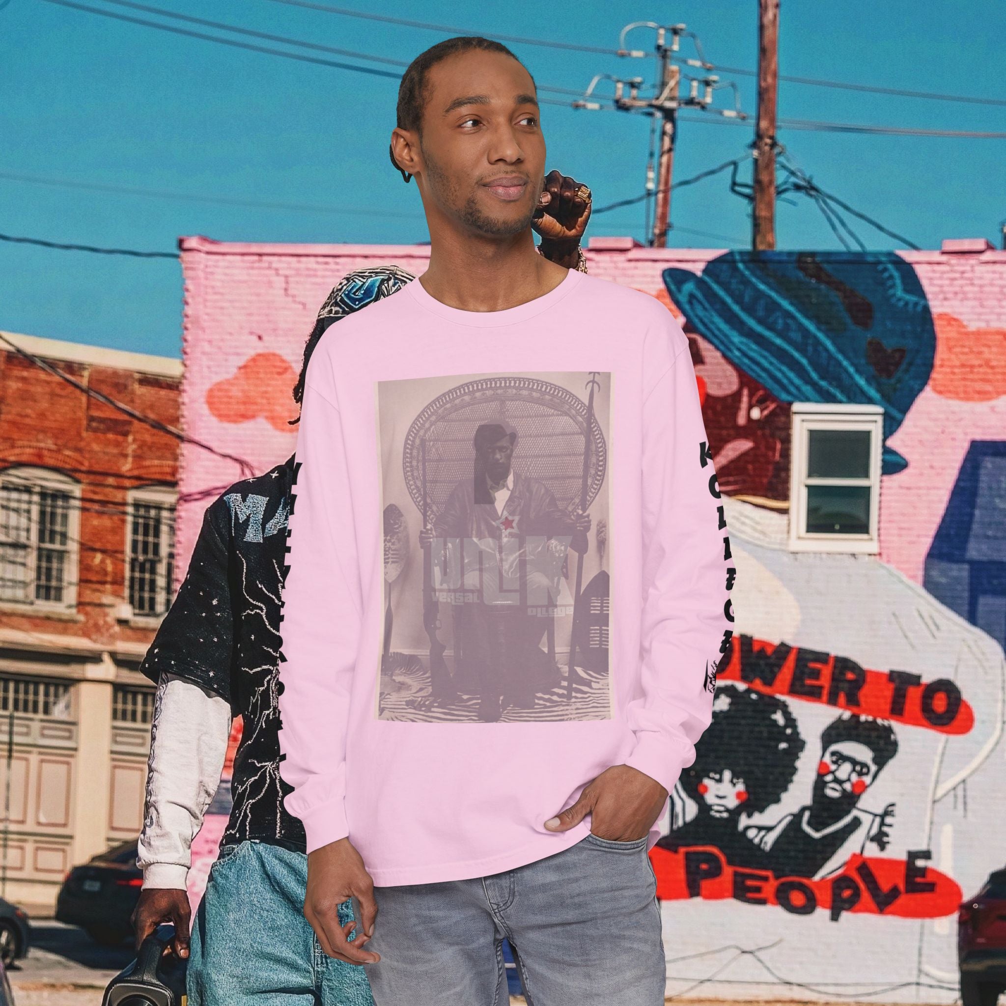Huey P. Newton Universal Kollege Unisex Garment-dyed Long Sleeve T-Shirt