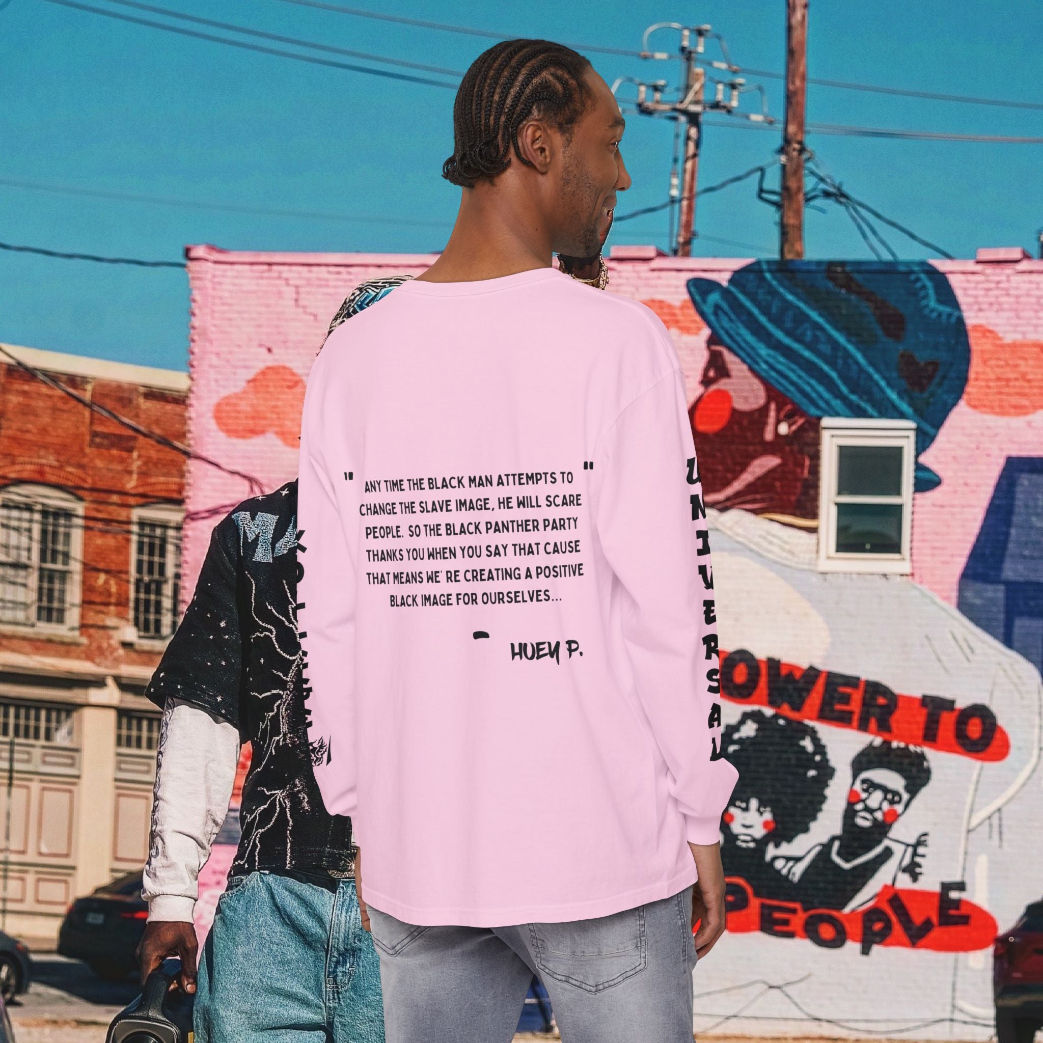 Huey P. Newton Universal Kollege Unisex Garment-dyed Long Sleeve T-Shirt