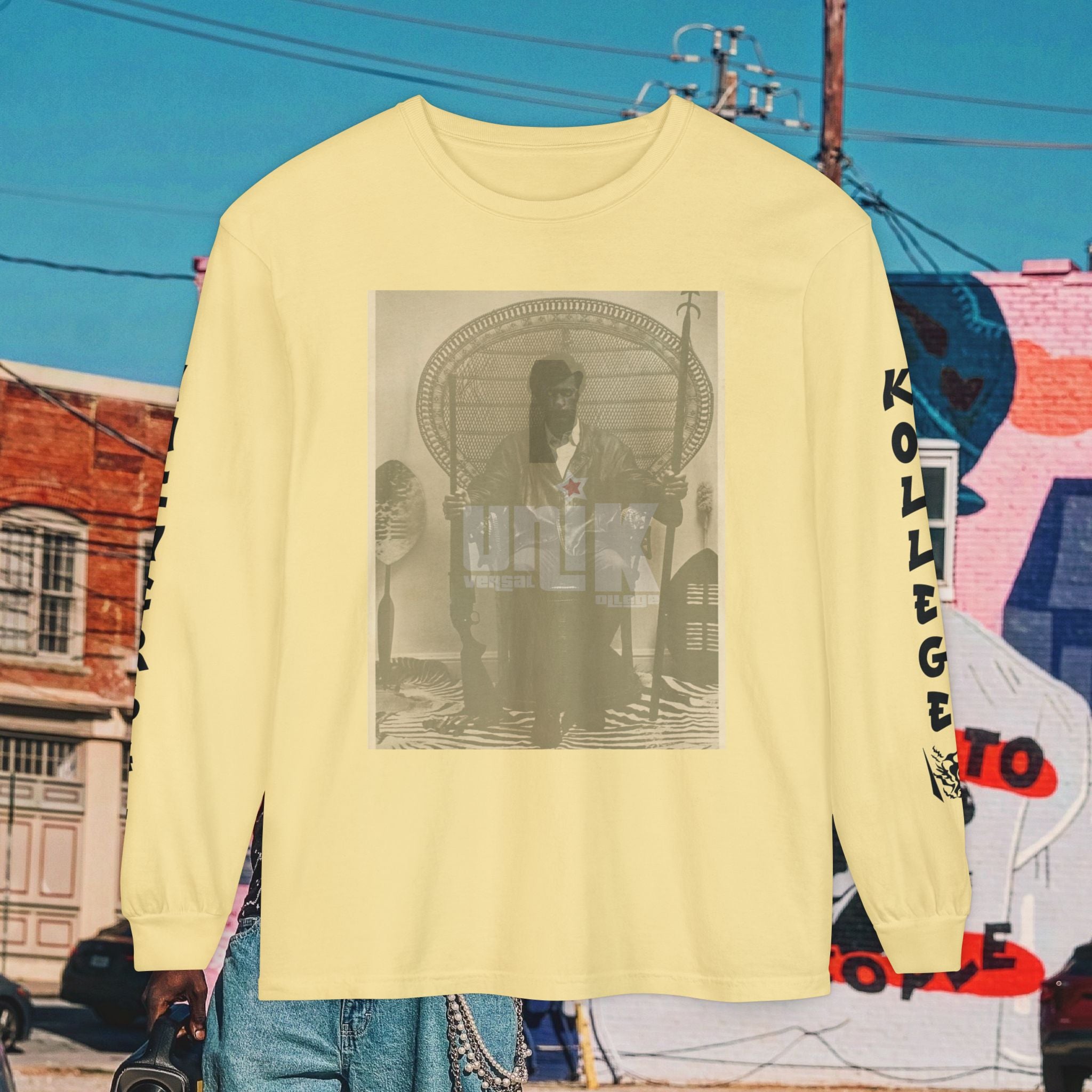 Huey P. Newton Universal Kollege Unisex Garment-dyed Long Sleeve T-Shirt