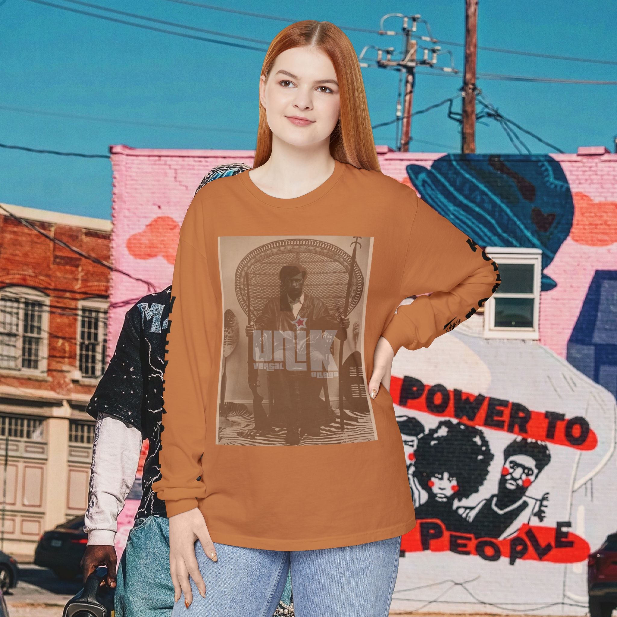 Huey P. Newton Universal Kollege Unisex Garment-dyed Long Sleeve T-Shirt