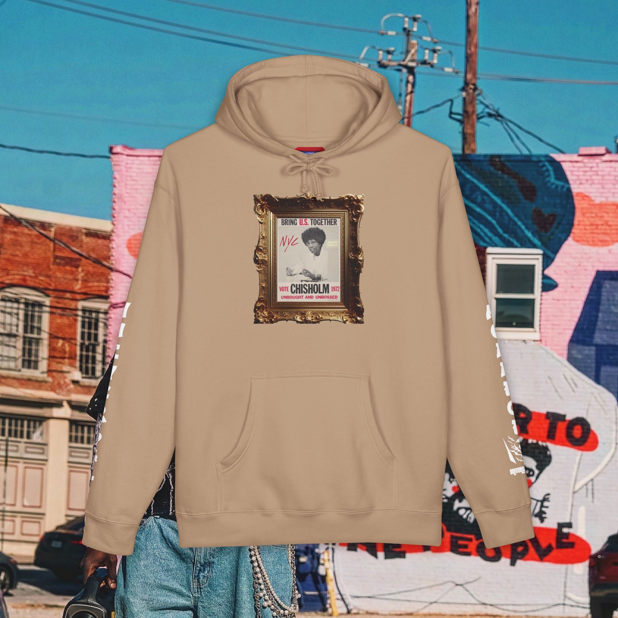 Shirley Chisholm Unisex Heavyweight Hooded Sweatshirt (white font)