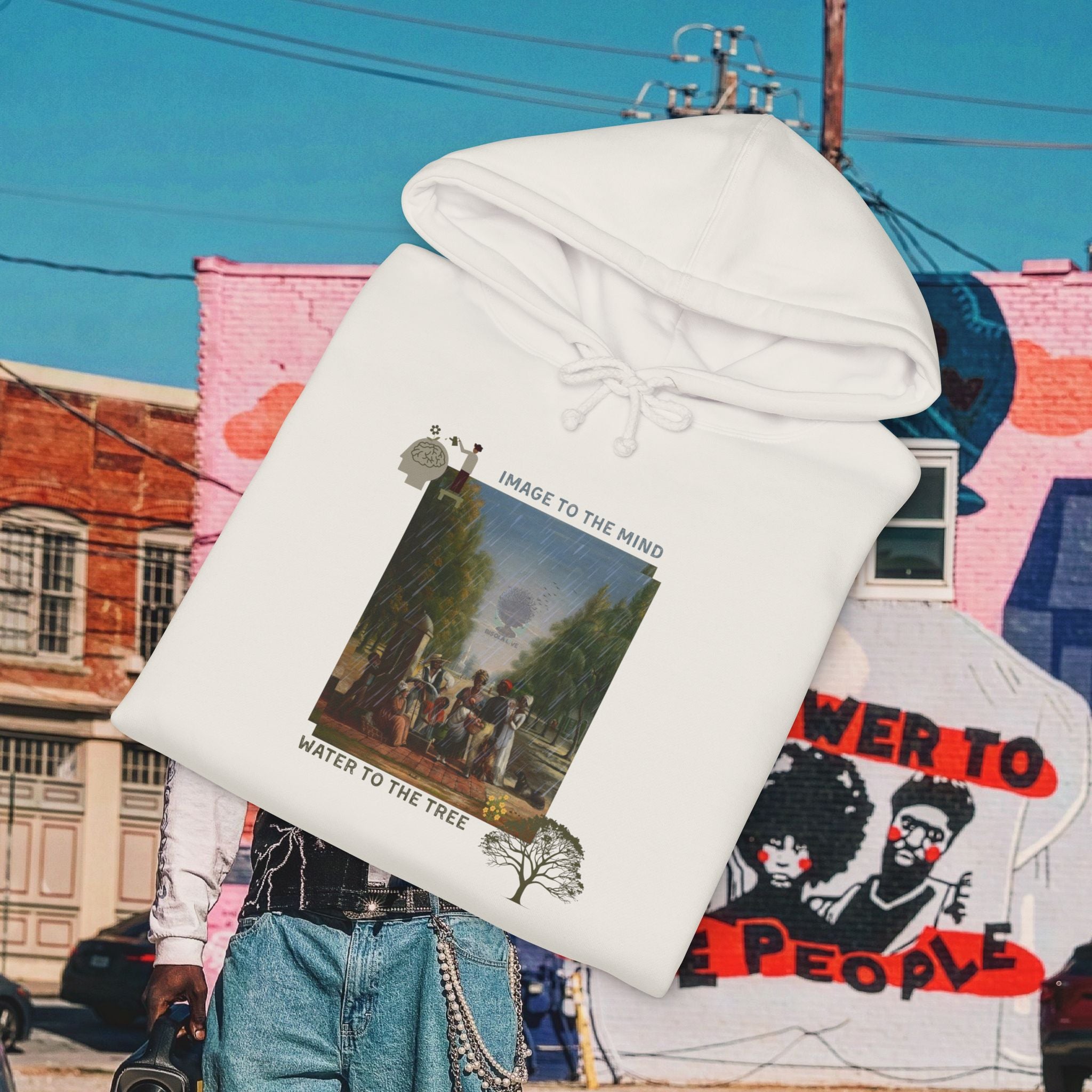 “Image To The Mind, Water To The Tree” Unisex Heavyweight Hooded Sweatshirt