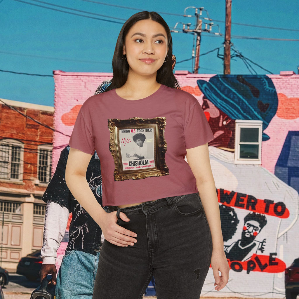 Shirley Chisholm Women's Festival Crop Top (White Text)