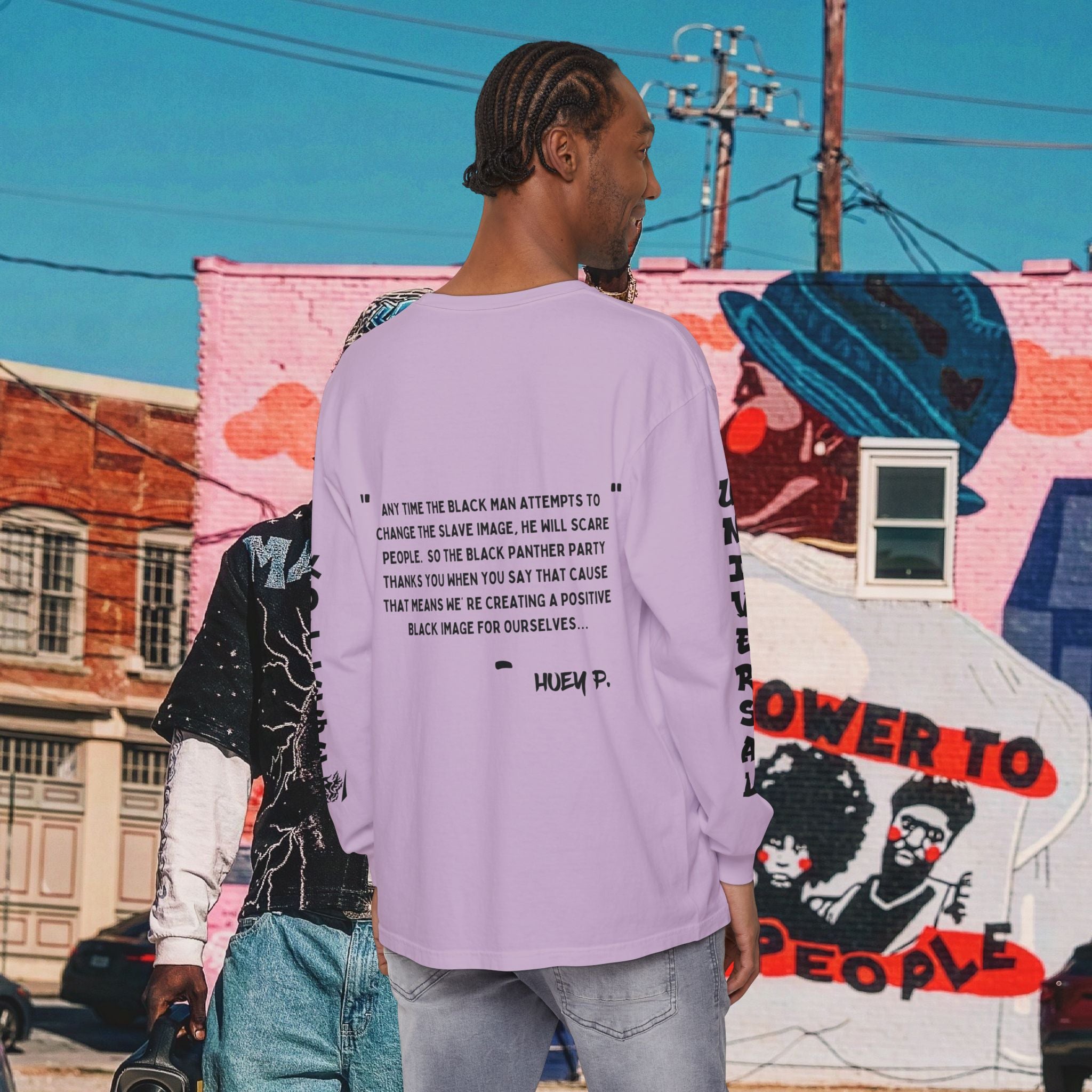 Huey P. Newton Universal Kollege Unisex Garment-dyed Long Sleeve T-Shirt
