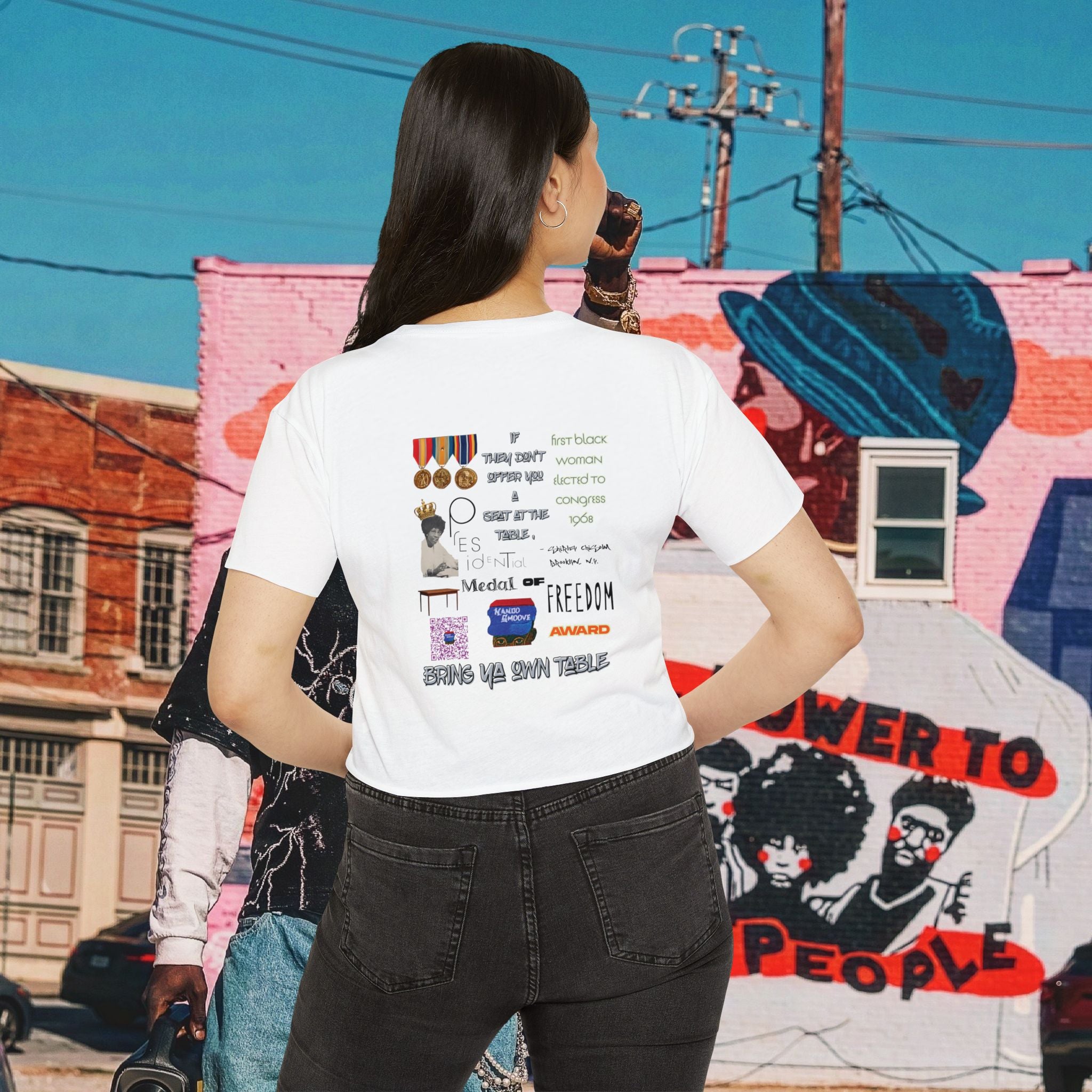 Shirley Chisholm Women's Festival Crop Top (Black Text)