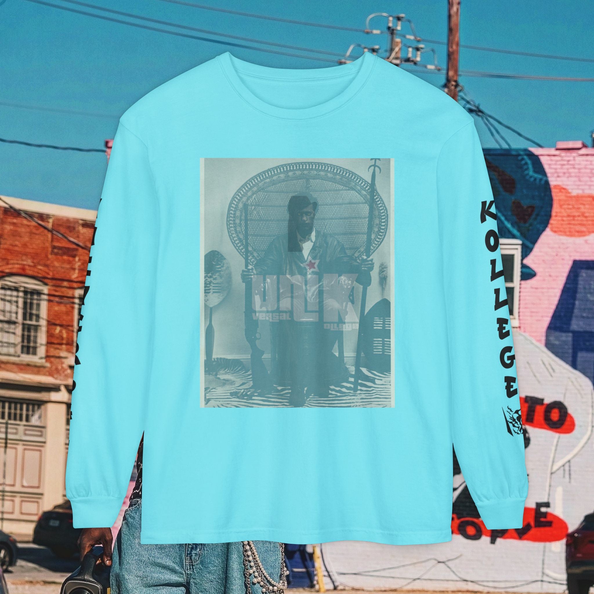Huey P. Newton Universal Kollege Unisex Garment-dyed Long Sleeve T-Shirt