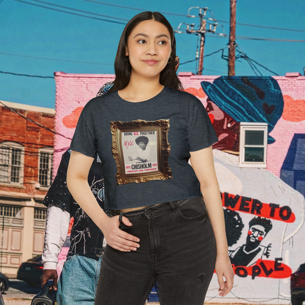 Shirley Chisholm Women's Festival Crop Top (White Text)