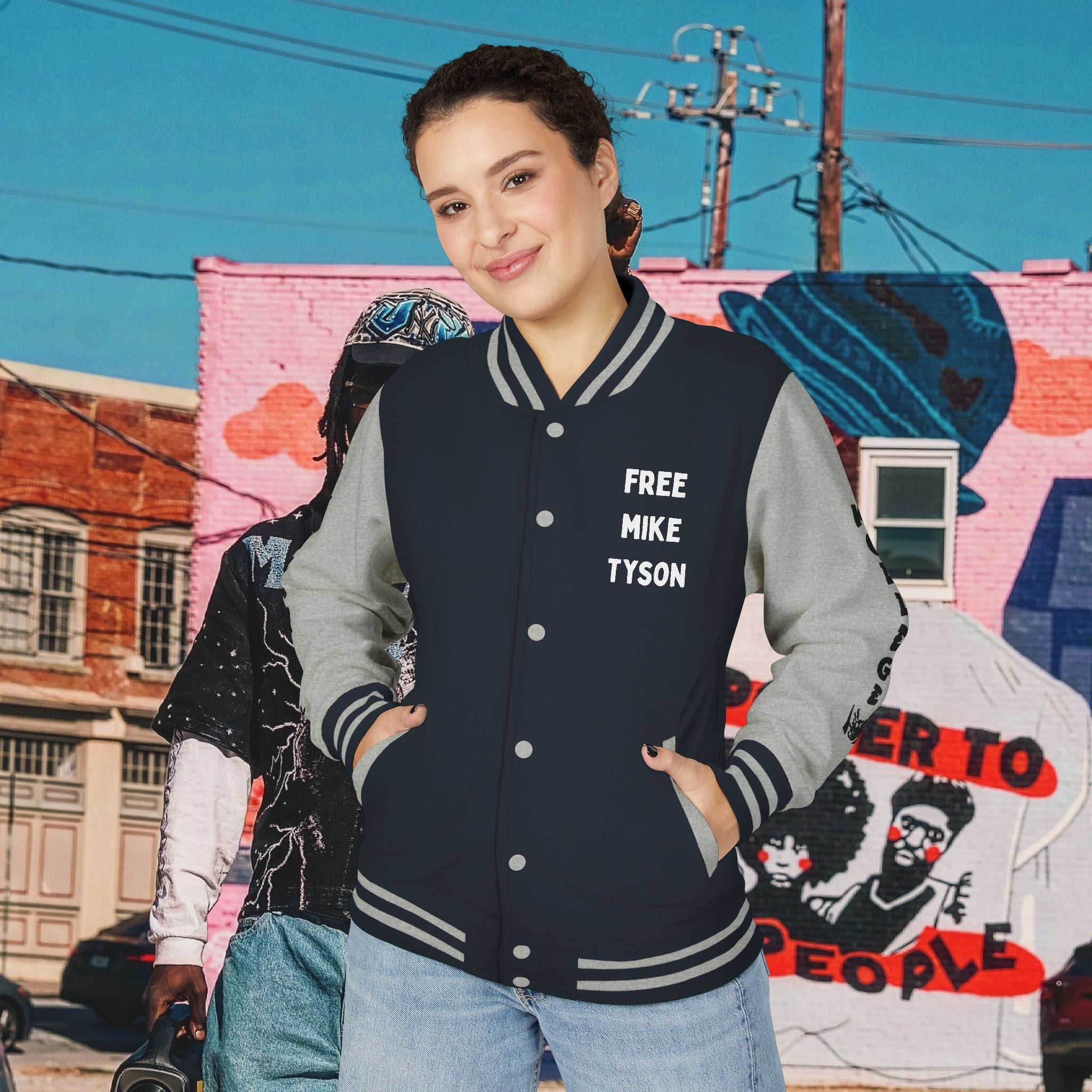 “FREE MIKE TYSON” Unisex Heavyweight Letterman Jacket