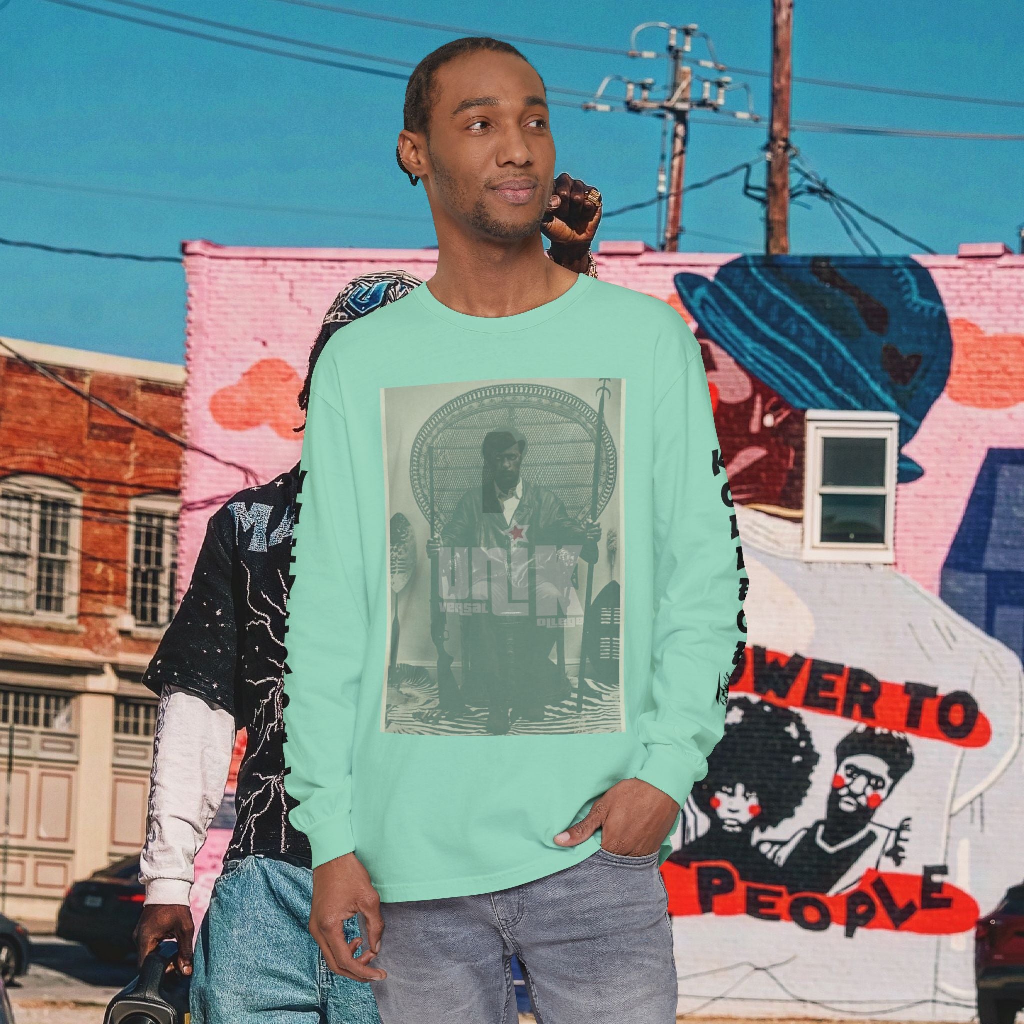 Huey P. Newton Universal Kollege Unisex Garment-dyed Long Sleeve T-Shirt