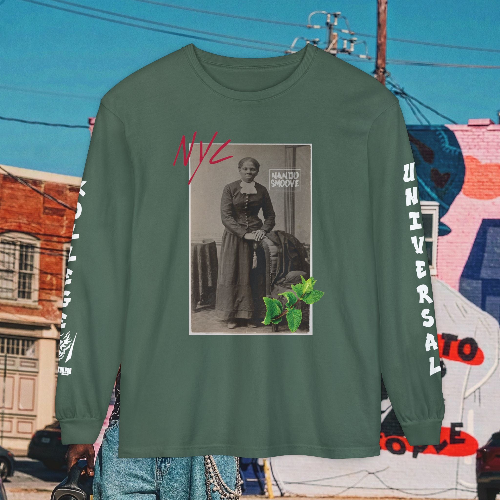 Harriet Tubman Unisex Garment-dyed Long Sleeve “MinTee” Shirt