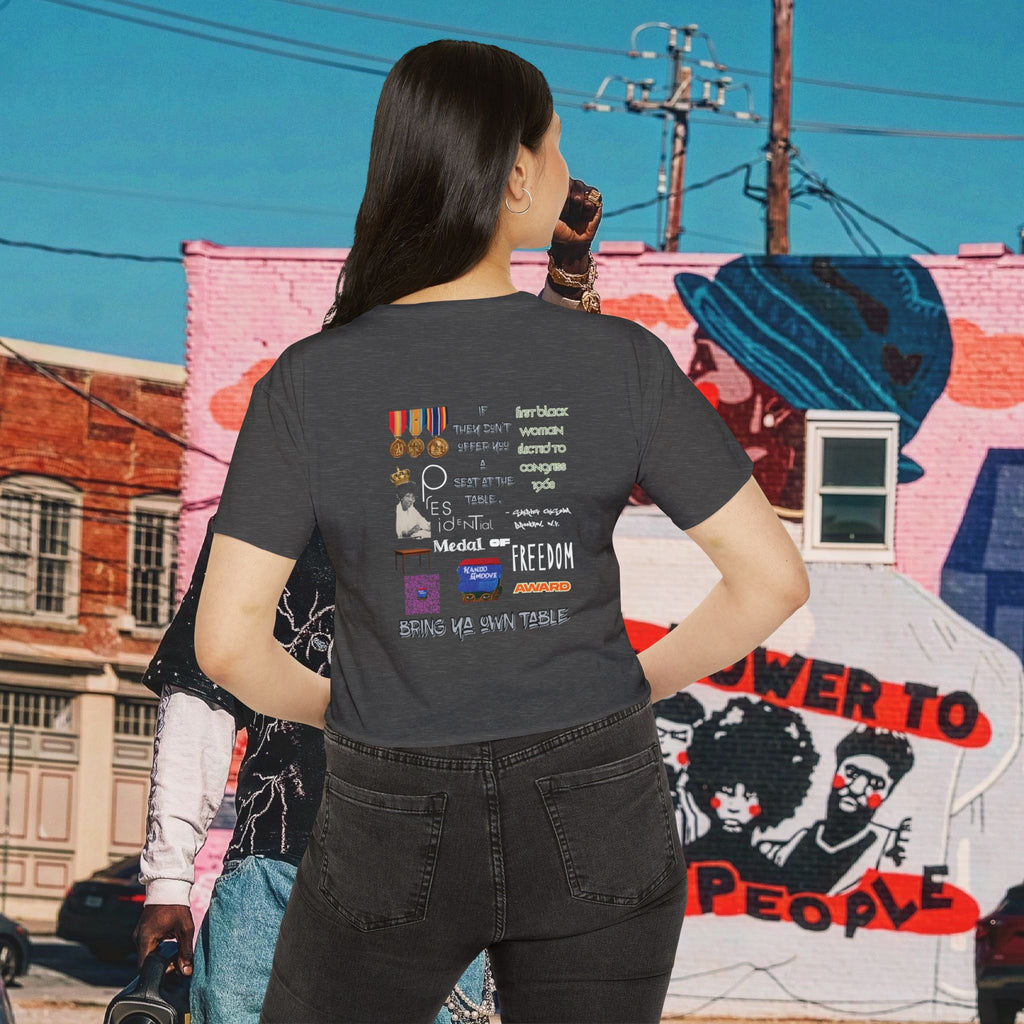 Shirley Chisholm Women's Festival Crop Top (White Text)