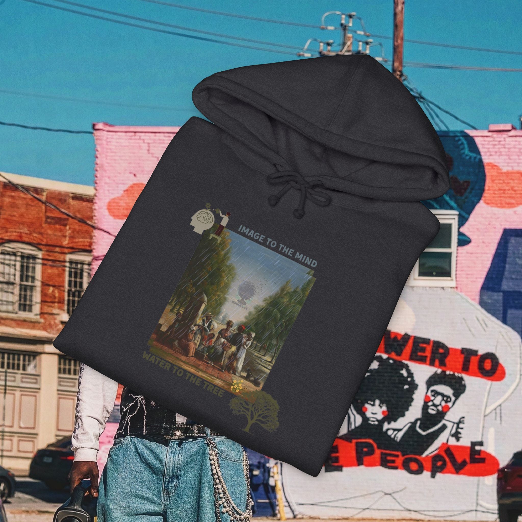 “Image To The Mind, Water To The Tree” Unisex Heavyweight Hooded Sweatshirt