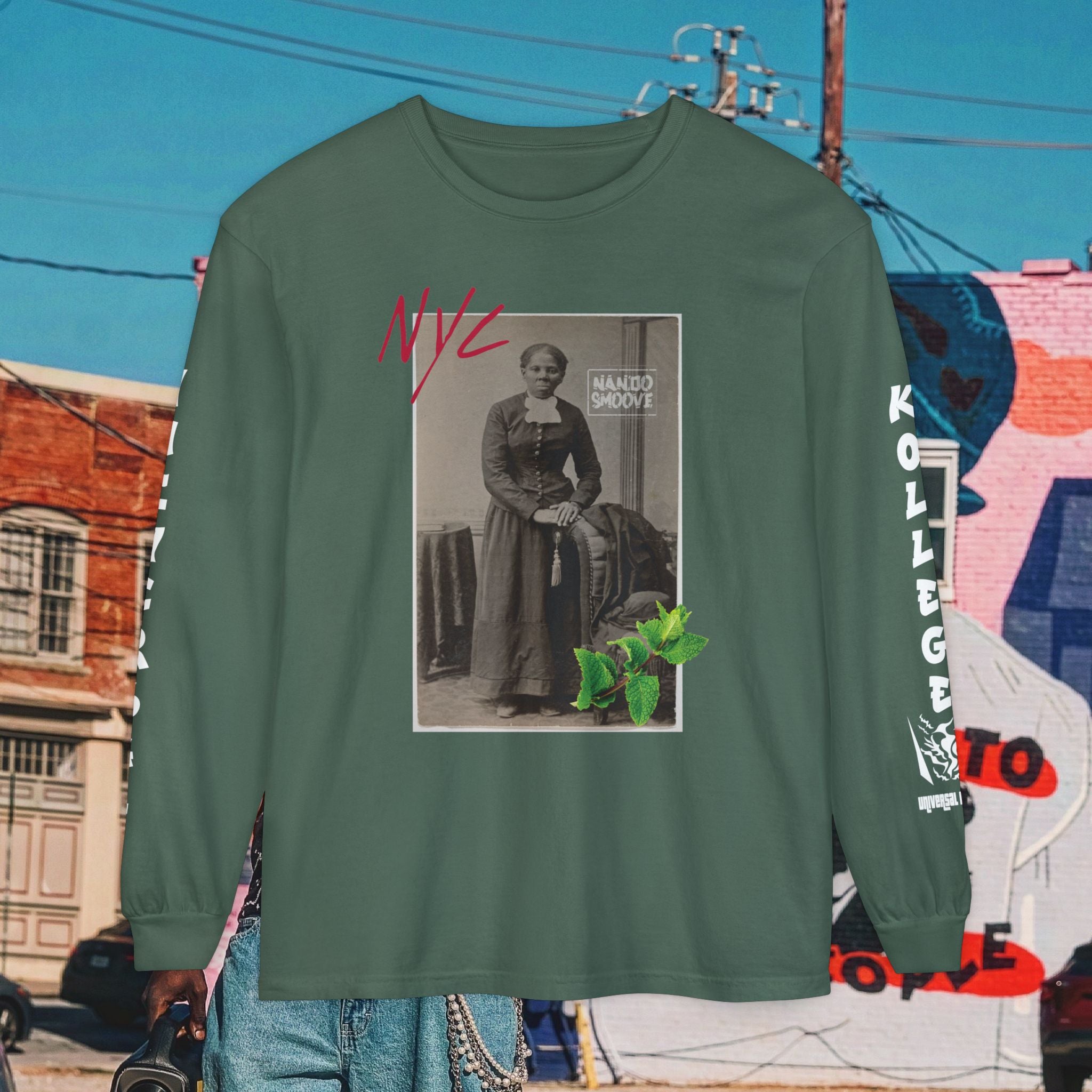 Harriet Tubman Unisex Garment-dyed Long Sleeve “MinTee” Shirt