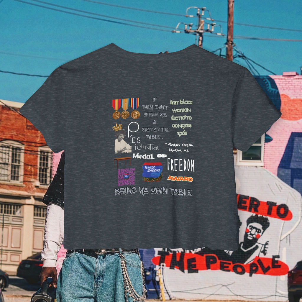 Shirley Chisholm Women's Festival Crop Top (White Text)