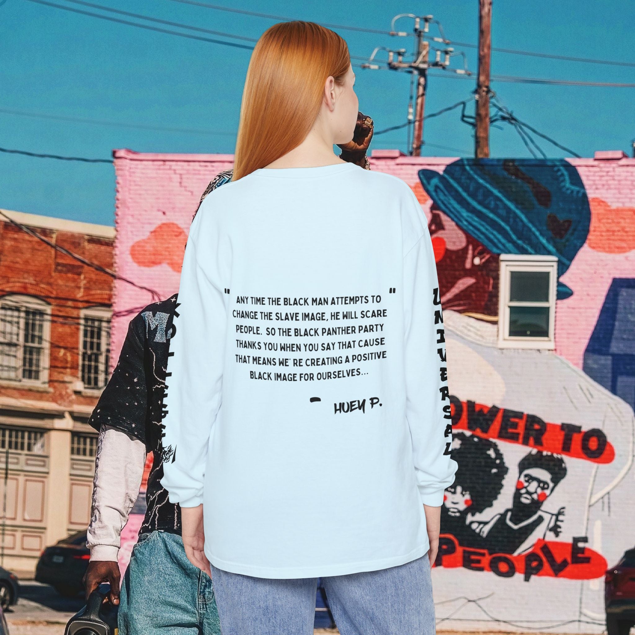 Huey P. Newton Universal Kollege Unisex Garment-dyed Long Sleeve T-Shirt