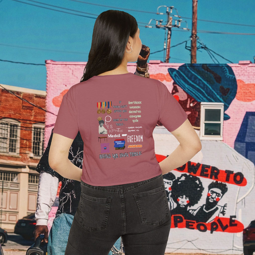 Shirley Chisholm Women's Festival Crop Top (White Text)