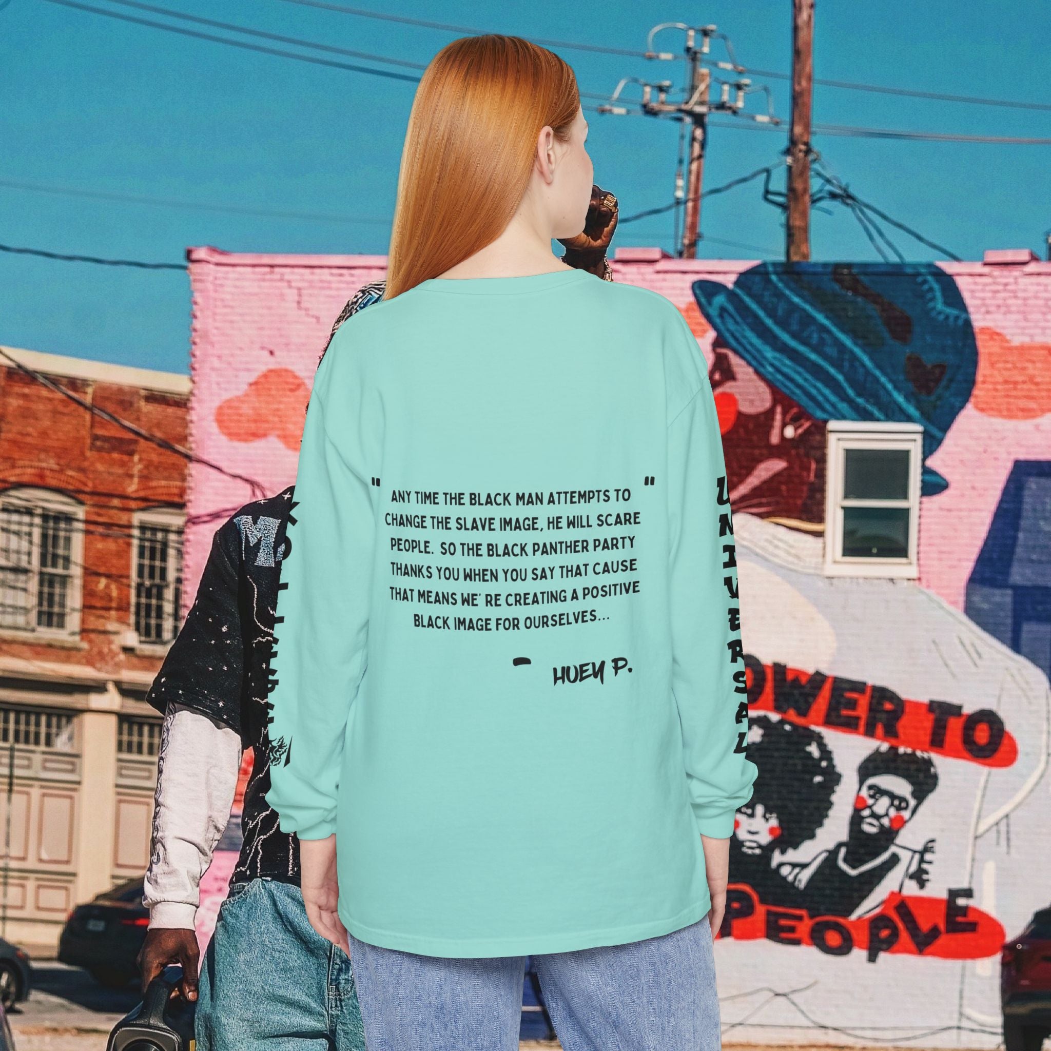 Huey P. Newton Universal Kollege Unisex Garment-dyed Long Sleeve T-Shirt