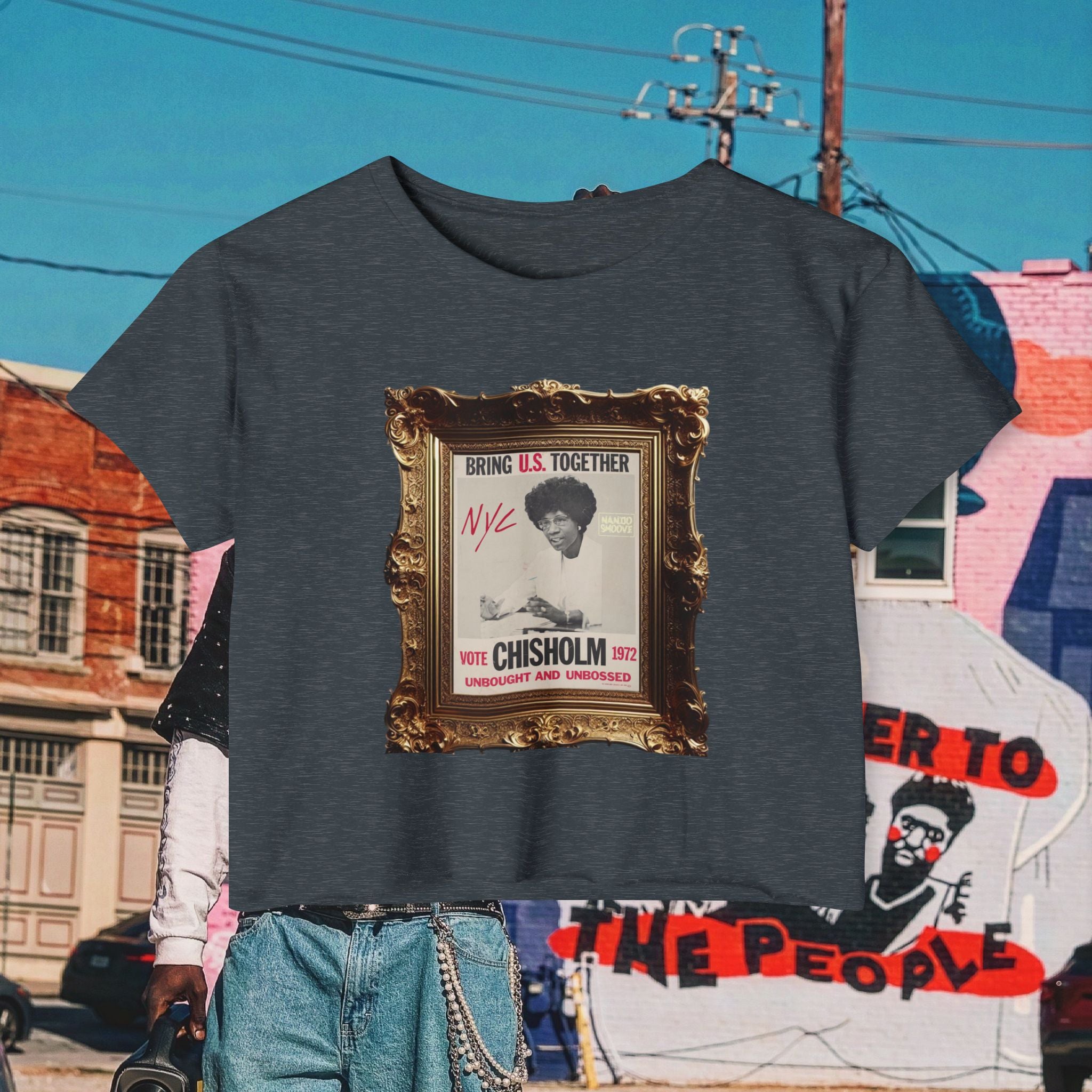 Shirley Chisholm Women's Festival Crop Top (White Text)