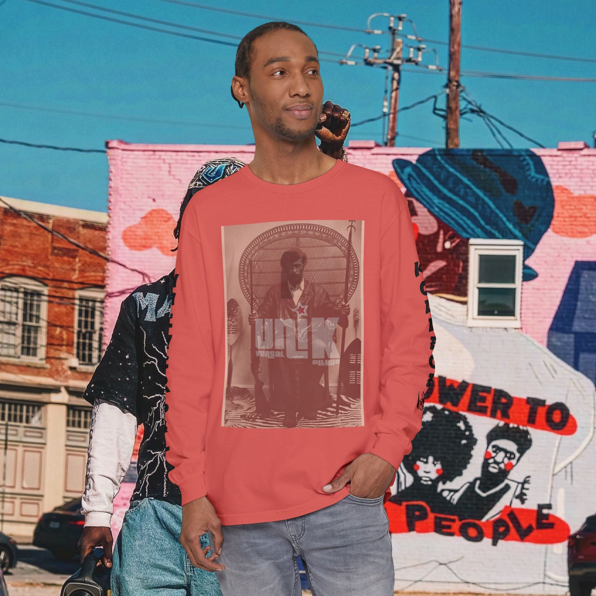 Huey P. Newton Universal Kollege Unisex Garment-dyed Long Sleeve T-Shirt