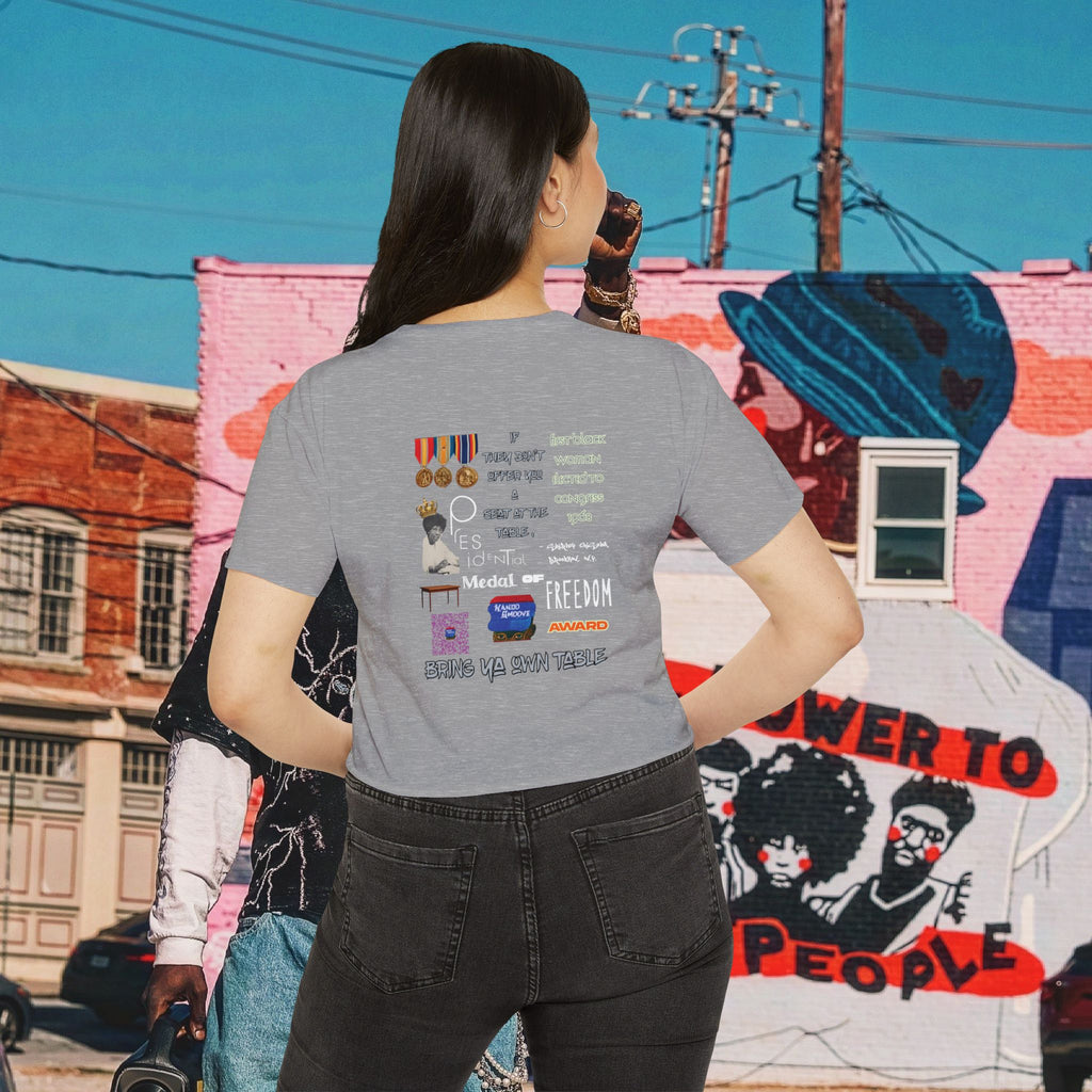 Shirley Chisholm Women's Festival Crop Top (White Text)