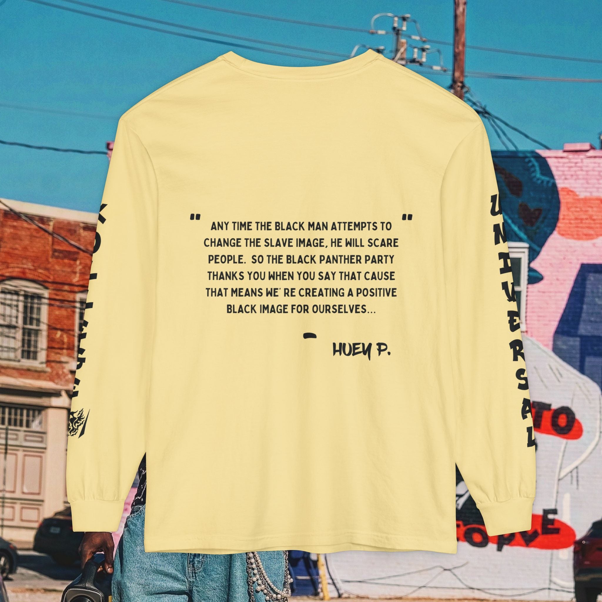 Huey P. Newton Universal Kollege Unisex Garment-dyed Long Sleeve T-Shirt