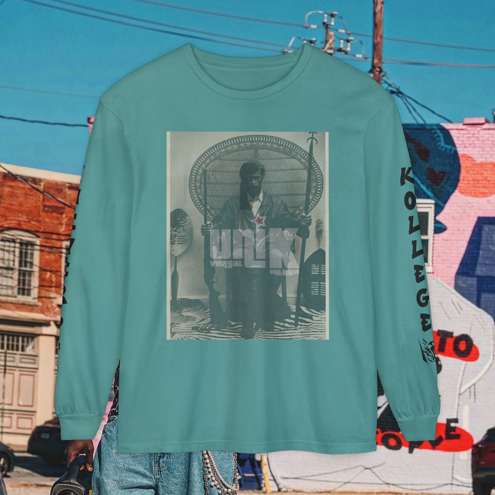 Huey P. Newton Universal Kollege Unisex Garment-dyed Long Sleeve T-Shirt