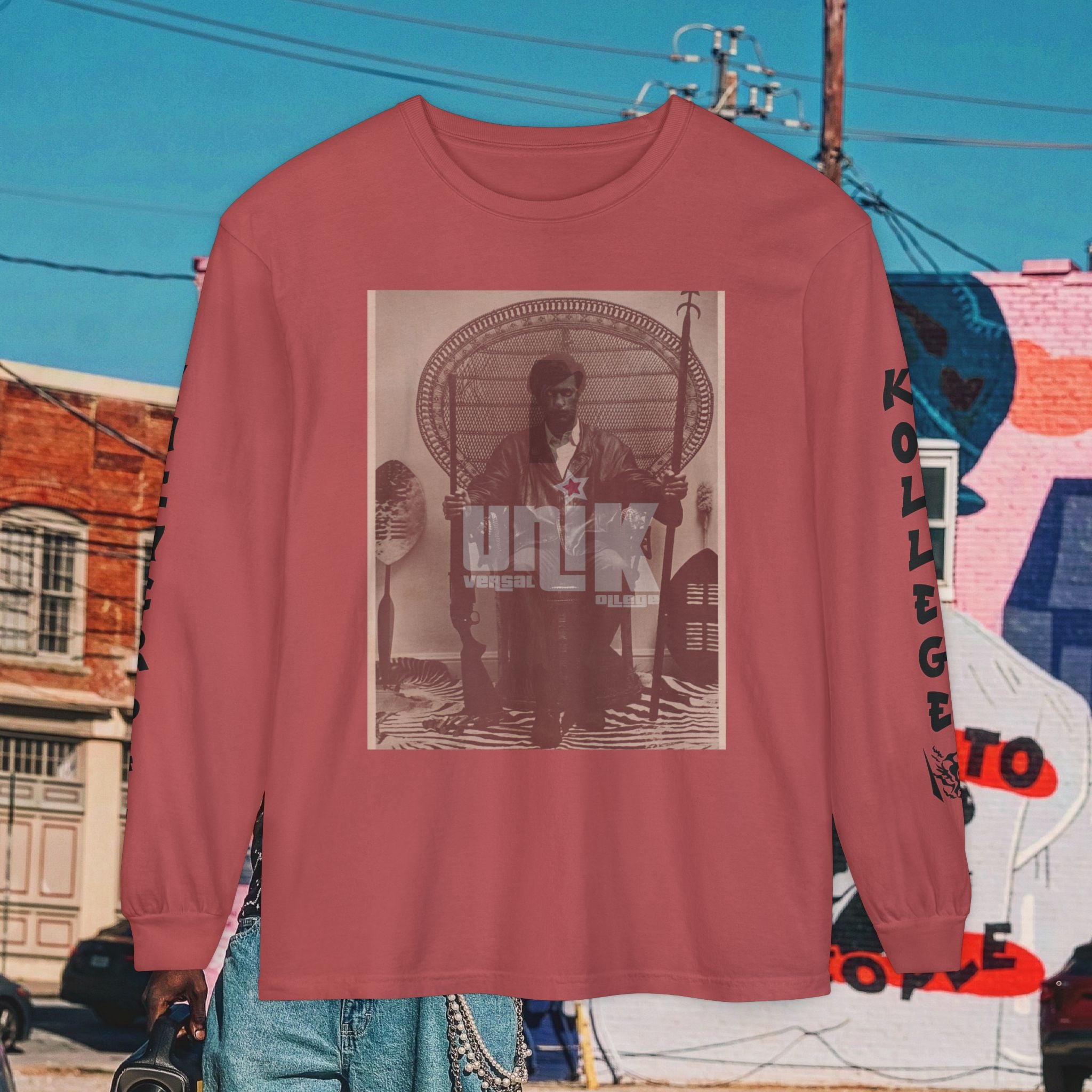 Huey P. Newton Universal Kollege Unisex Garment-dyed Long Sleeve T-Shirt