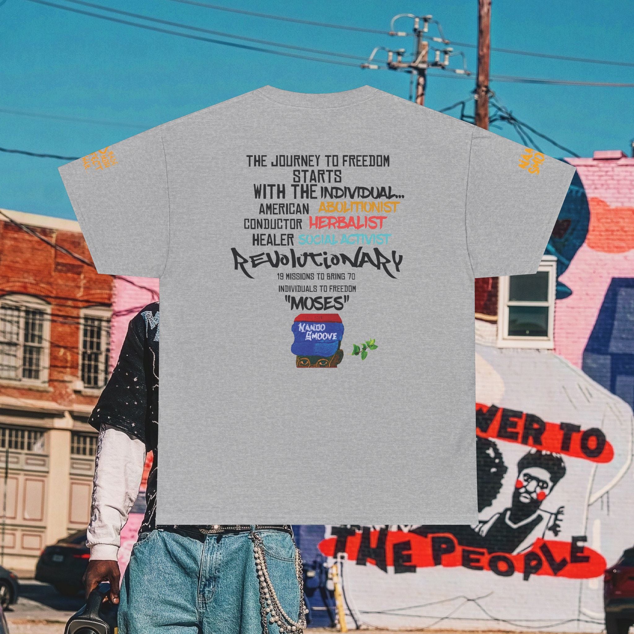 Harriet Tubman Heavy Cotton “MinTee Shirts” Bright Colors Black/Gold Text