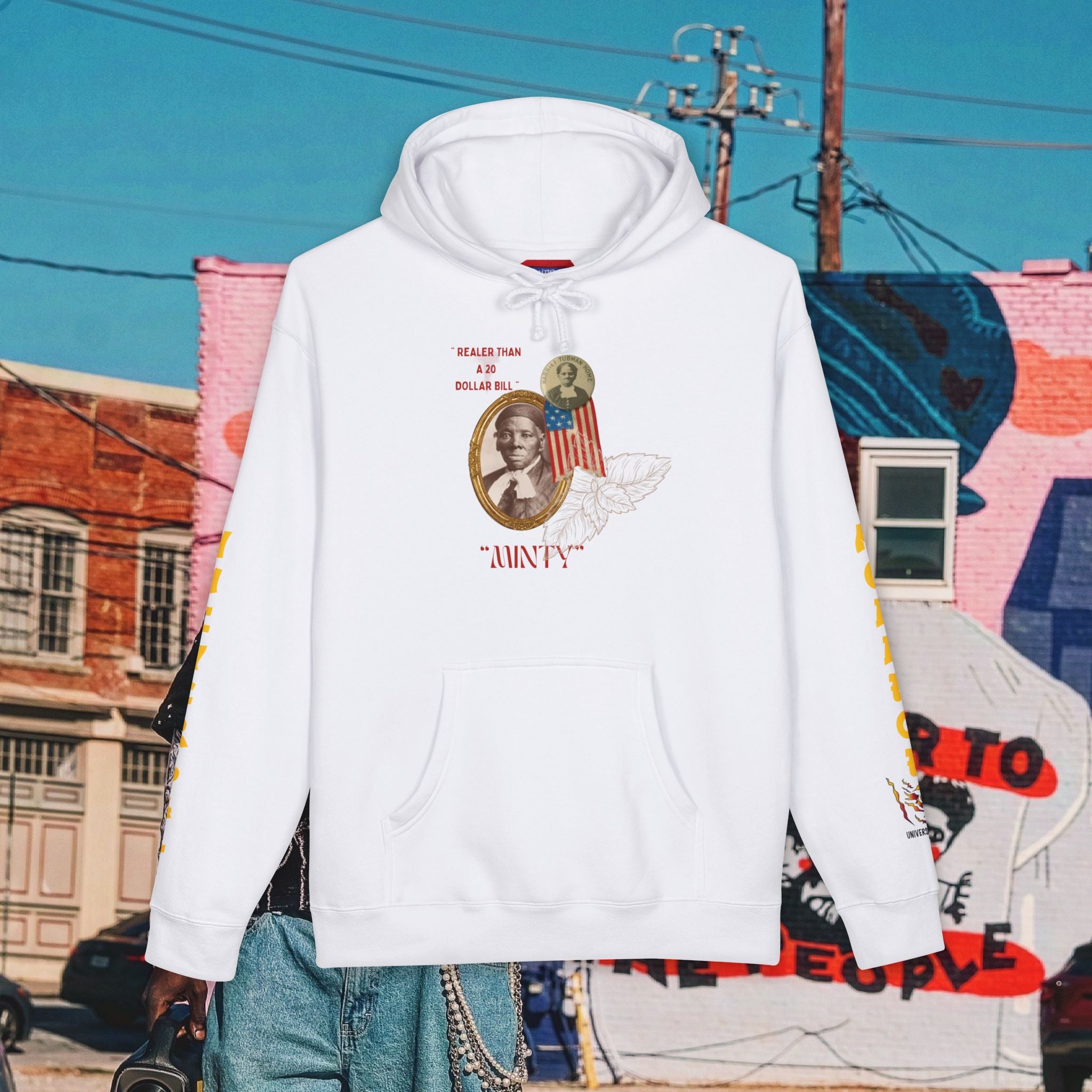Harriet Tubman “Realer Than a $20 Dollar Bill” Unisex Heavyweight Hooded “MinTy” Sweatshirt