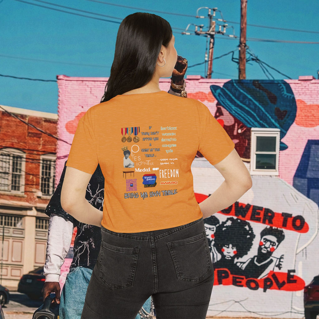 Shirley Chisholm Women's Festival Crop Top (White Text)