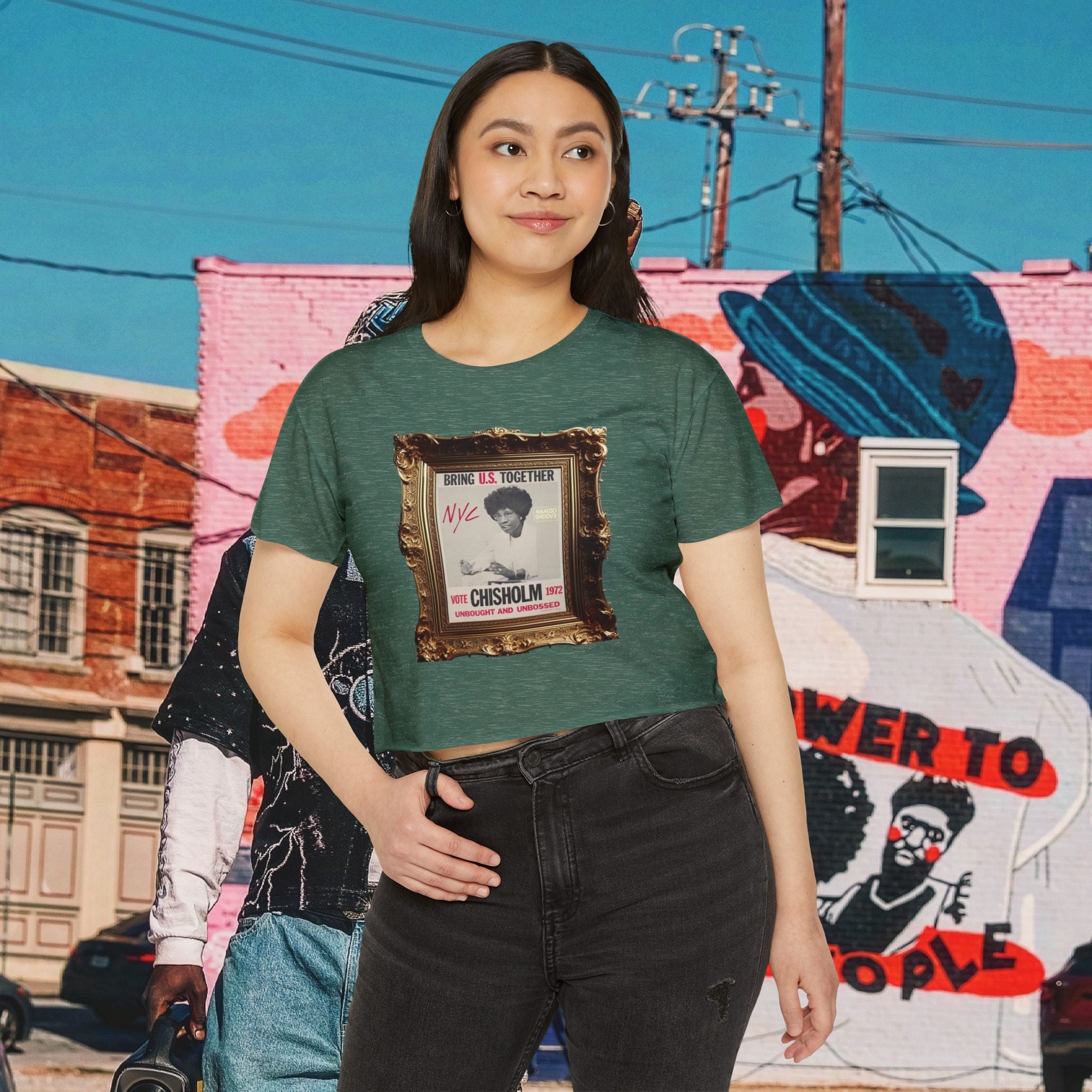 Shirley Chisholm Women's Festival Crop Top (Black Text)